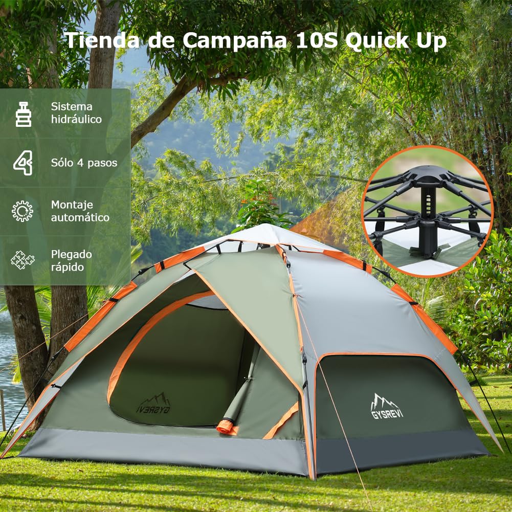 Tienda de Campaña 2-3 Personas, Tienda Pop Up Portátil, Tienda Instantánea con 2 en 1 Doble Capa, Anti Impermeable Viento, para Camping, Familiar, Senderismo, Mochileros