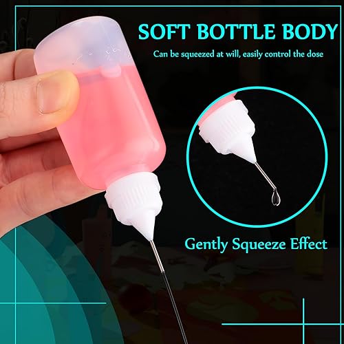 Miniatura 4 de Zhehao 100 botellas aplicadoras de pegamento con punta de aguja de precisión de 1.0 fl oz1 oz, botellas de pegamento translúcidas de punta estrecha,