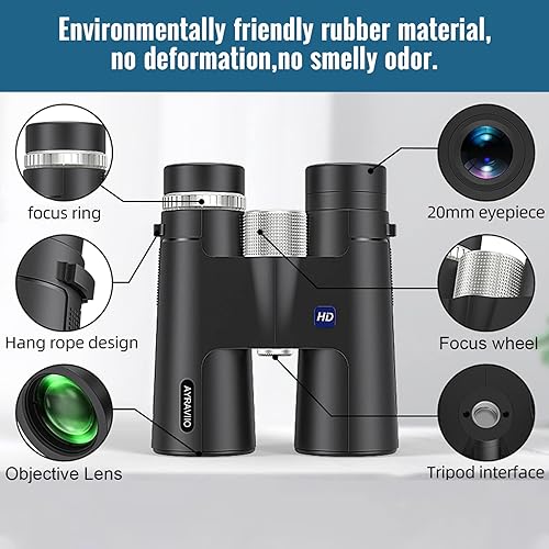 Miniatura 6 de Prismáticos de 12 x 42 para adultos con soporte para teléfono inteligente y trípode, regalos de cumpleaños para hombres, papá, él, marido,