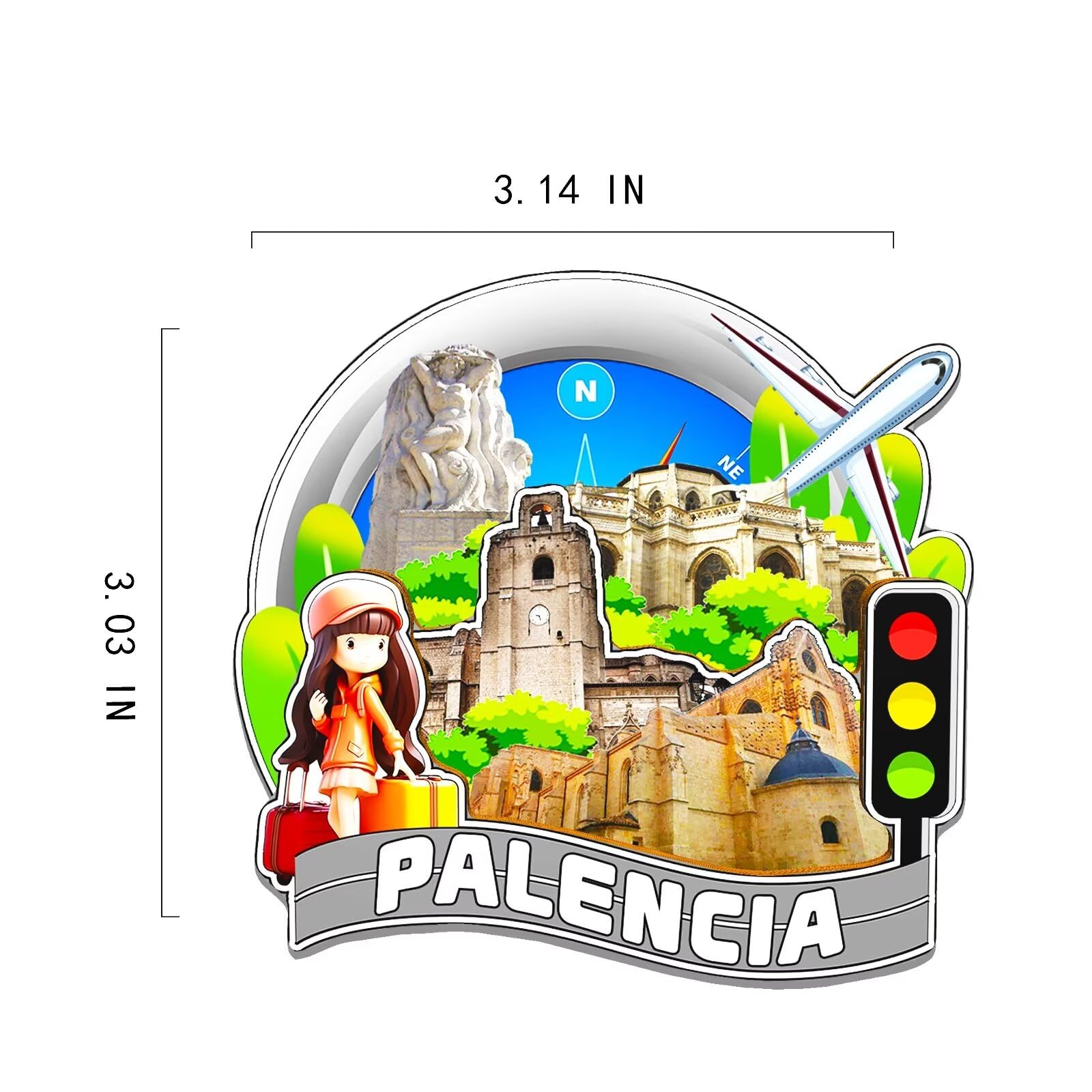 Imán De Nevera De Madera De Cádiz (España) - Monumento 3D Coleccionable - Hecho A Mano, Aprox. 8x8 Cm - Decoración Y Recuerdo De Viaje