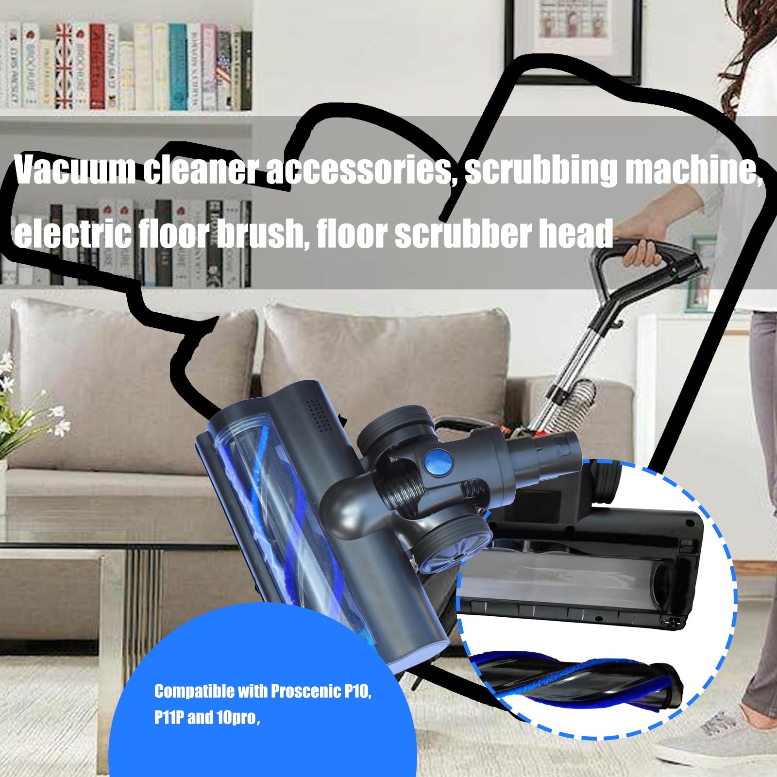 Set di spazzole intercambiabili per aspirapolvere, testa per pavimenti duri, sistemi di fissaggio, accessori per installazione rapida