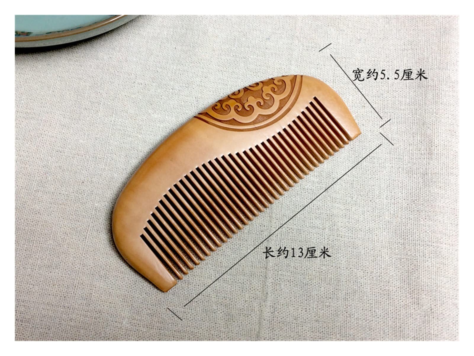 Natürlicher Pfirsich Massivholz Kamm Gravures Pfirsich Holz Kamm Haar Werkzeug Schönheit Accessoires (Color : S)