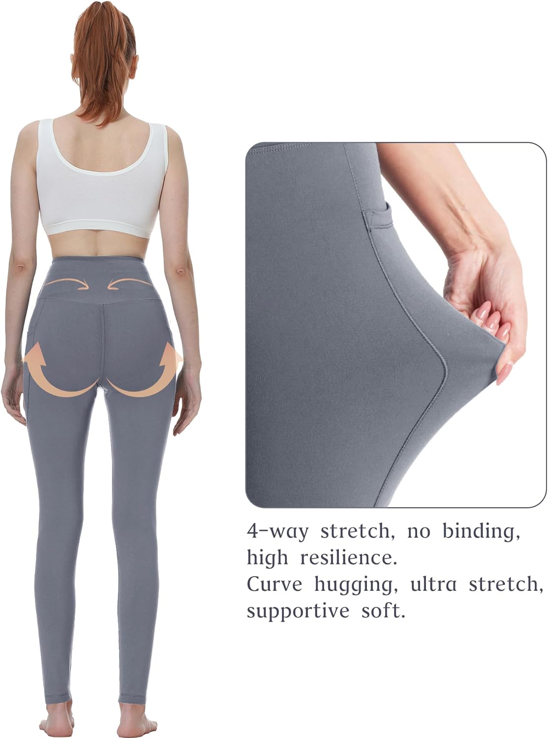 KOWBEAR Womens Yoga Leggings 4-Way Stretch High Waisted Tummy Control Pant with Pocket Workout Athletic Gym Casual Pants - Image 2