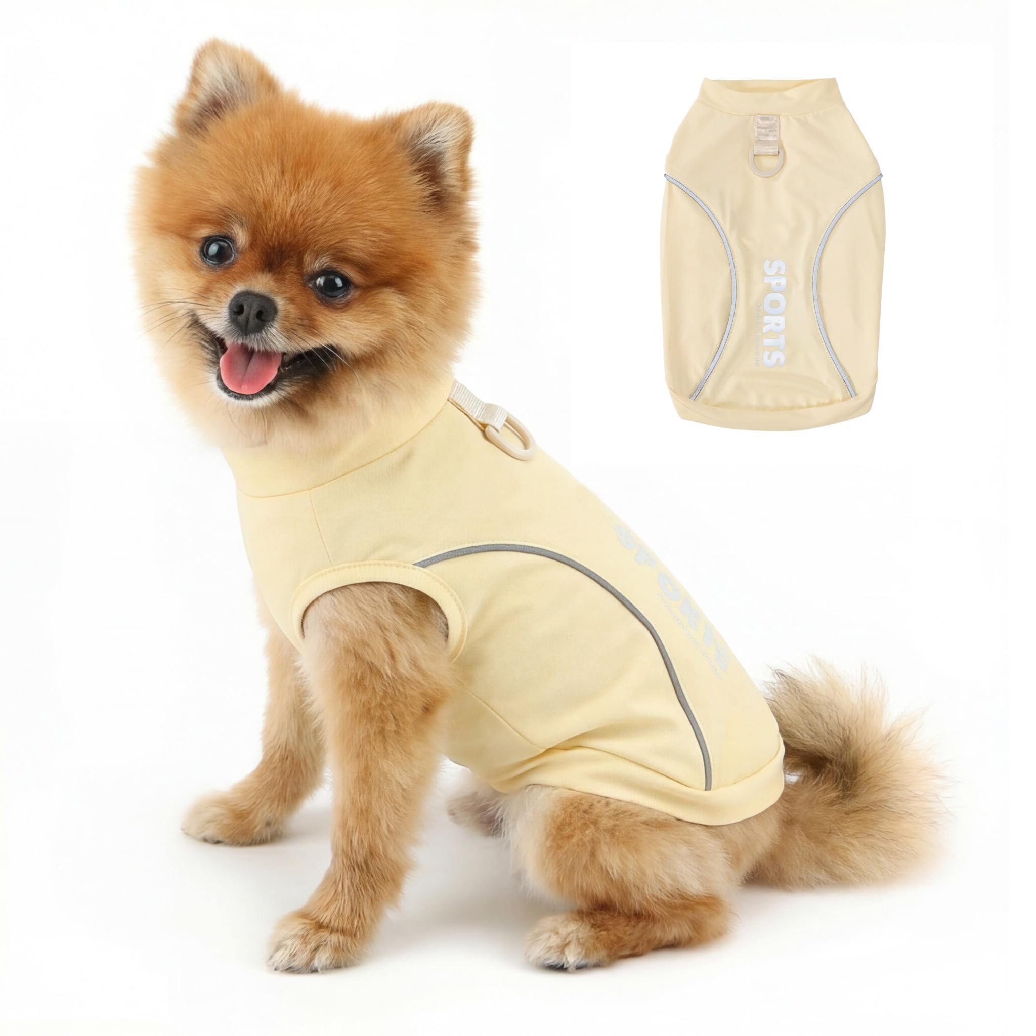 PAIDEFUL Reflective Cooling Dog Shirt for Small Dogs and Cats Yellow L