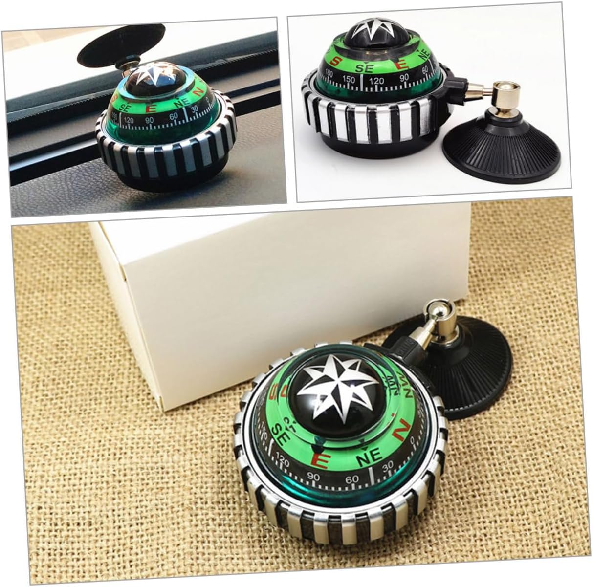 2pcs Adjustable Ball Compass with Strong Suction Cup for Car and Boat Dash Mount Abs Material Navigation Tool Accurate Directional Guidance for Outdoor Driving and Home Decoration