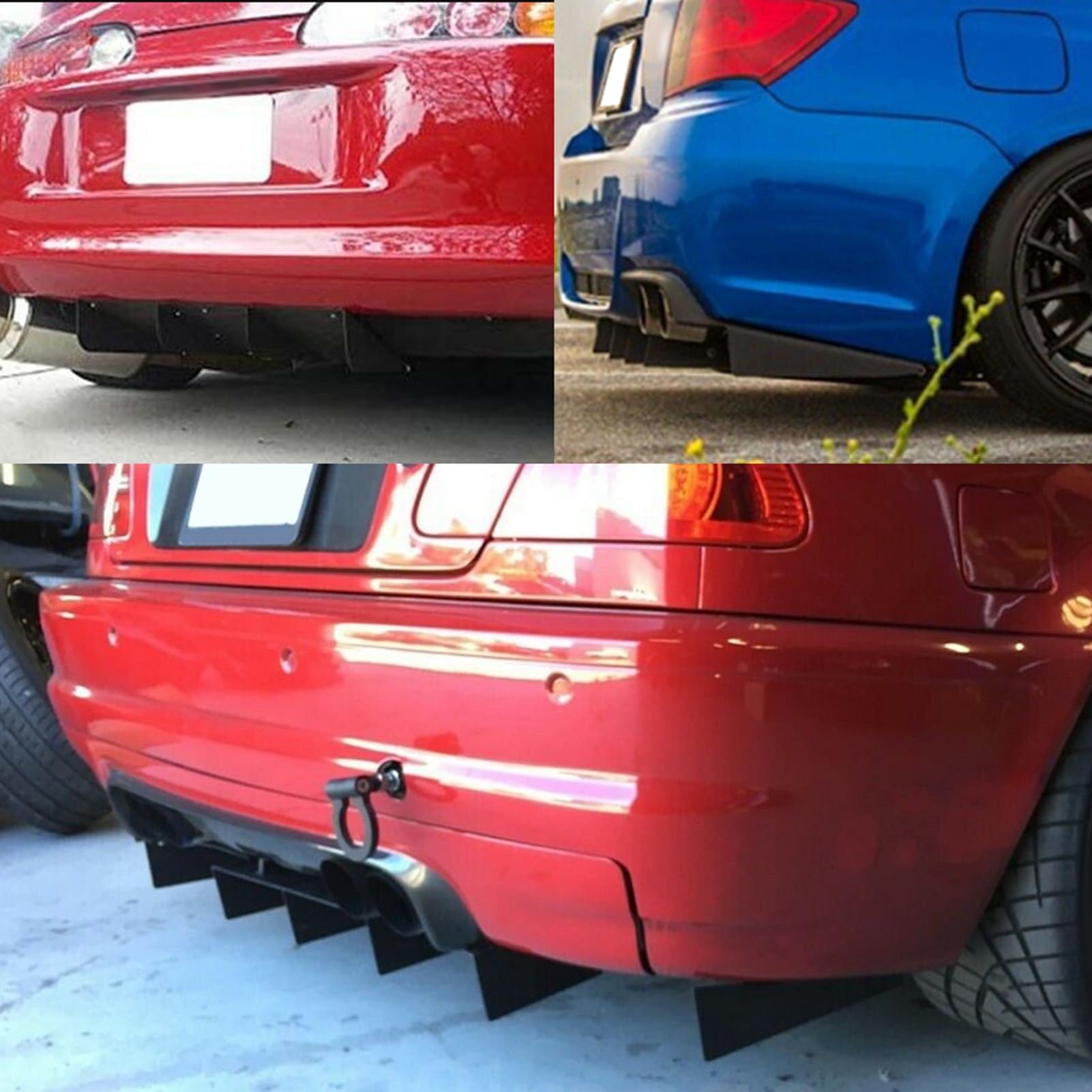 Loloshop 1 Pair Left Right Gloss Black Rear Bumper Spoiler ABS Car Diffuser Lip Replacement For Vw 6r Mk6 R Nw3g I.817023787