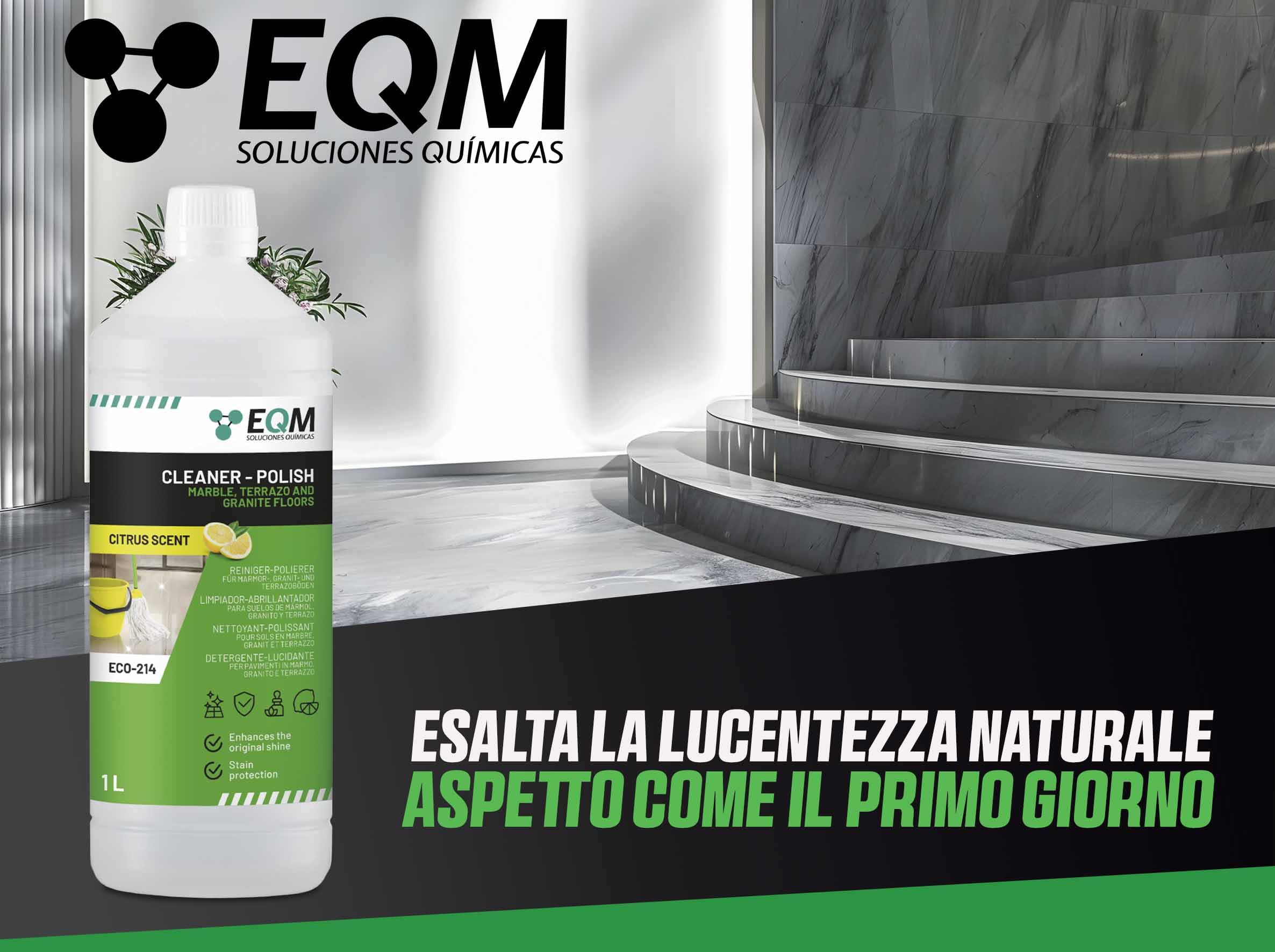 EQM - ECO-214 - Detergente Lucidante per Marmo, Granito e Pietra Naturale - 1L - Esalta il Colore Naturale e la Lucentezza
