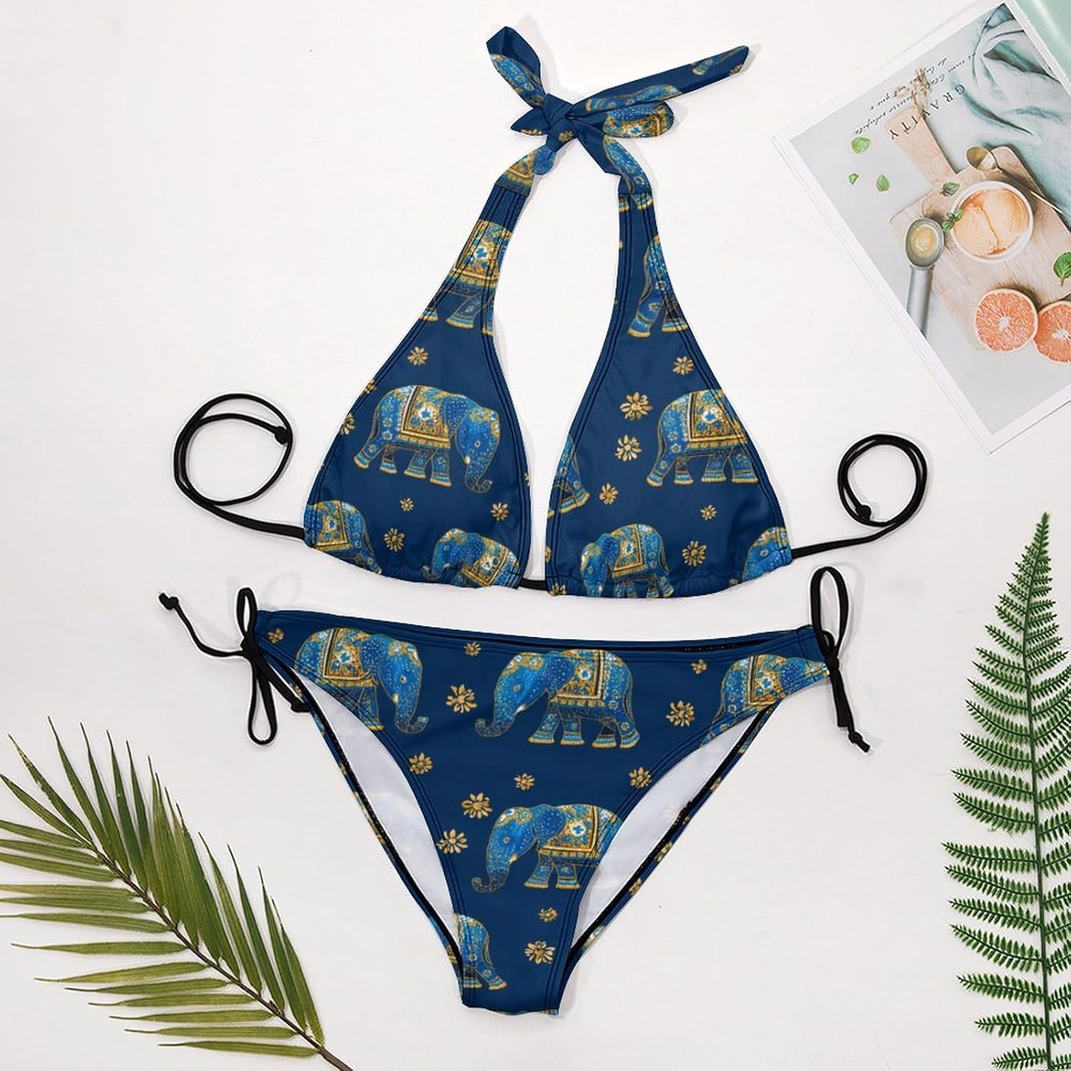 Elephant Indian Novelty Women's 2 Piece String Bikini Set Swimsuits Bathing Suit Swimwear