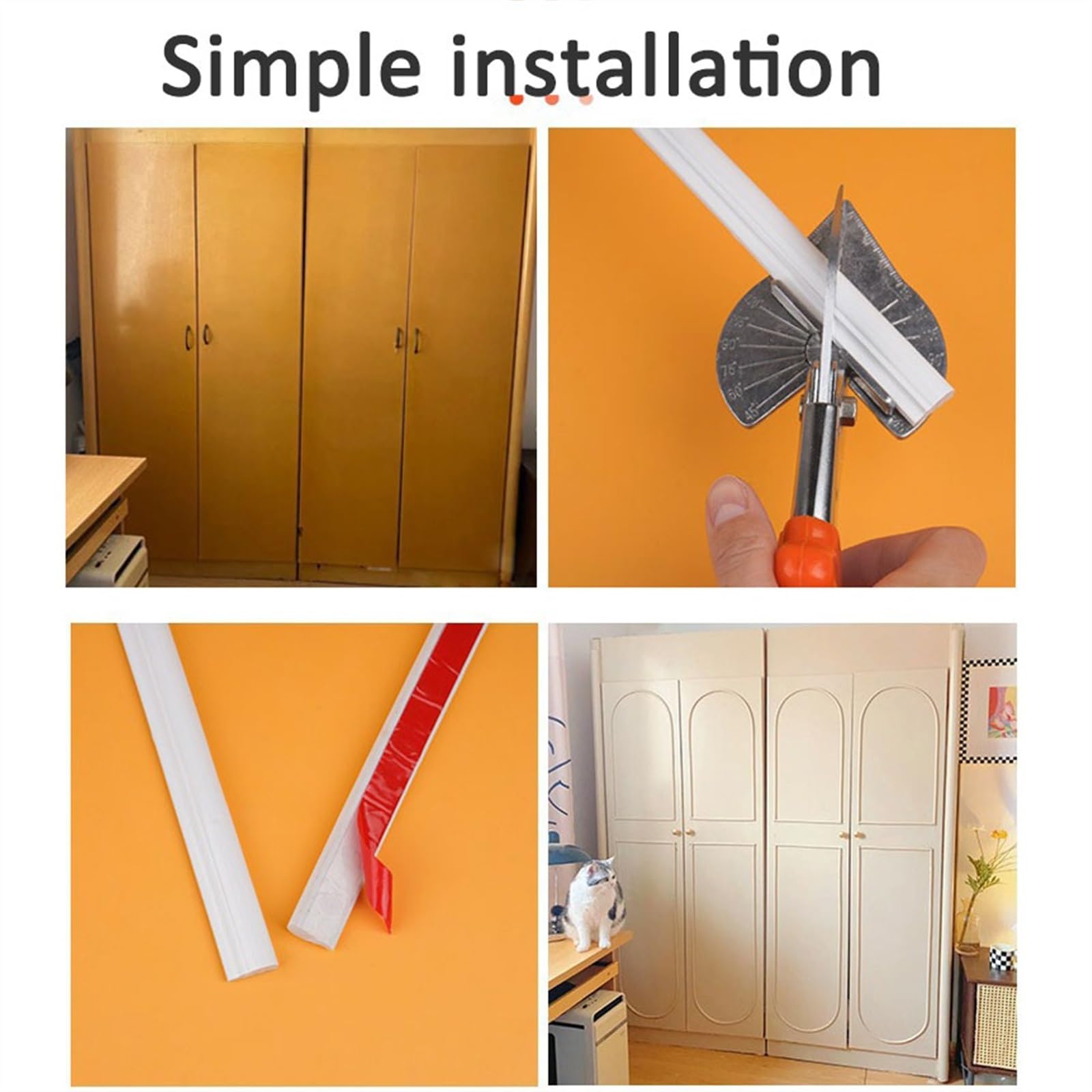 Moldura de pared flexible de 16.4 pies | Diseño autoadhesivo de despegar y pegar | Moldura de pared para decoración de esquina | Decoración del hogar DIY en el marco del espejo de la puerta del
