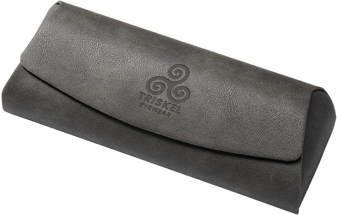 Triskel Curved-Top Eyewear Case – Hard Shell PU Leather Glasses Case with Soft Lining, Lightweight with Magnetic Closure