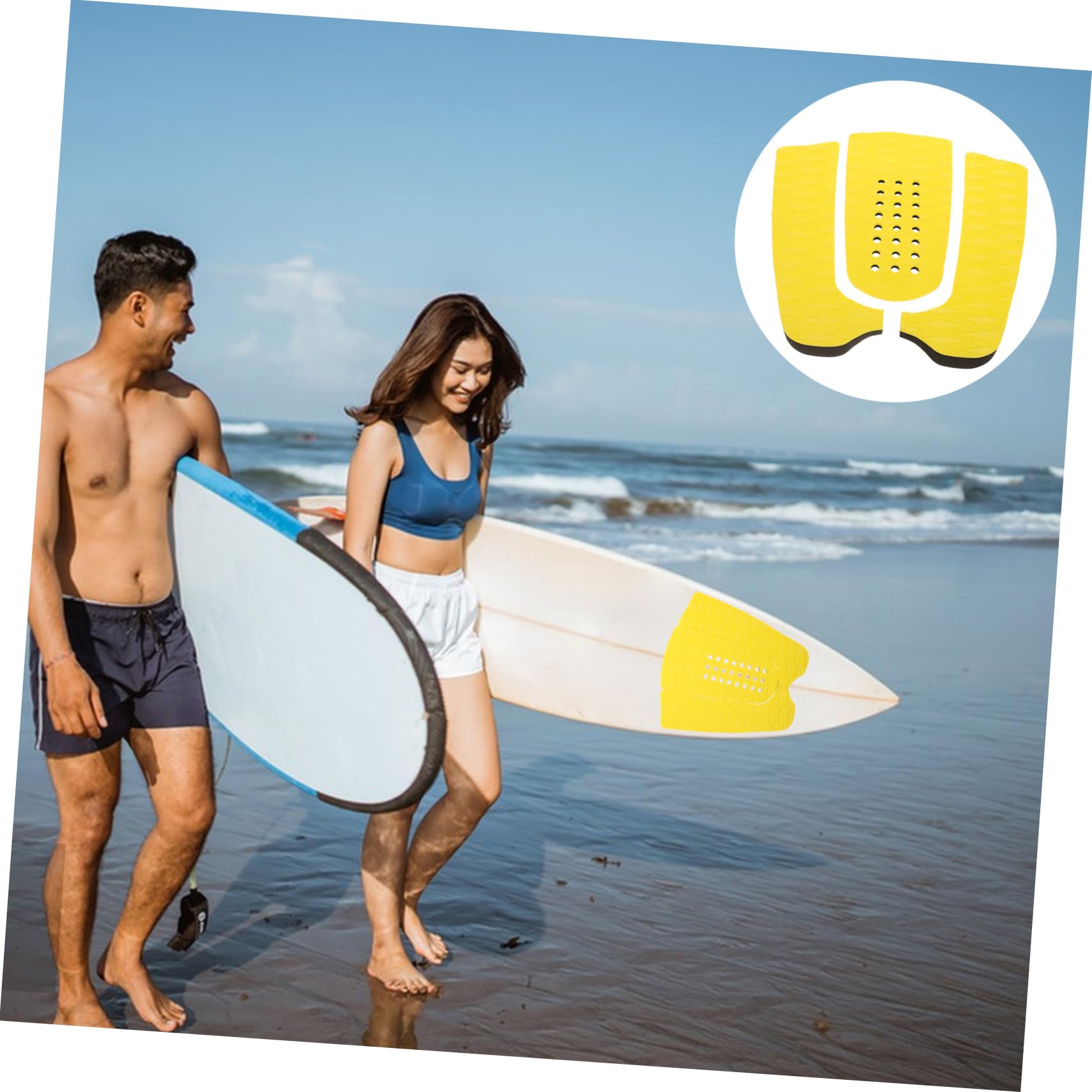 Abaodam 1 Set Nonslip Surfboard Traction Mats Eva Deck Grip Pads Sticky Tail Pads for Surfing