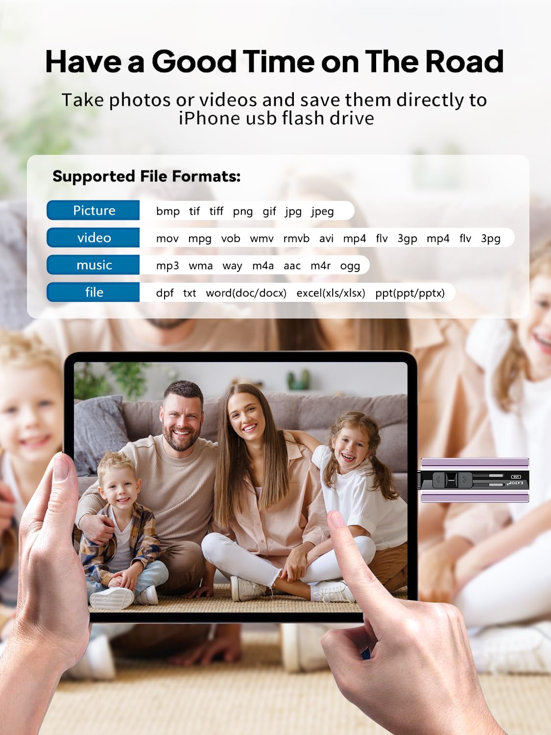 EATOP Chiavetta USB da 512 GB per iPhone e iPad, per backup di foto e video, memoria esterna del telefono, nessuna app richiesta, compatibile con iOS, Android e PC, viola