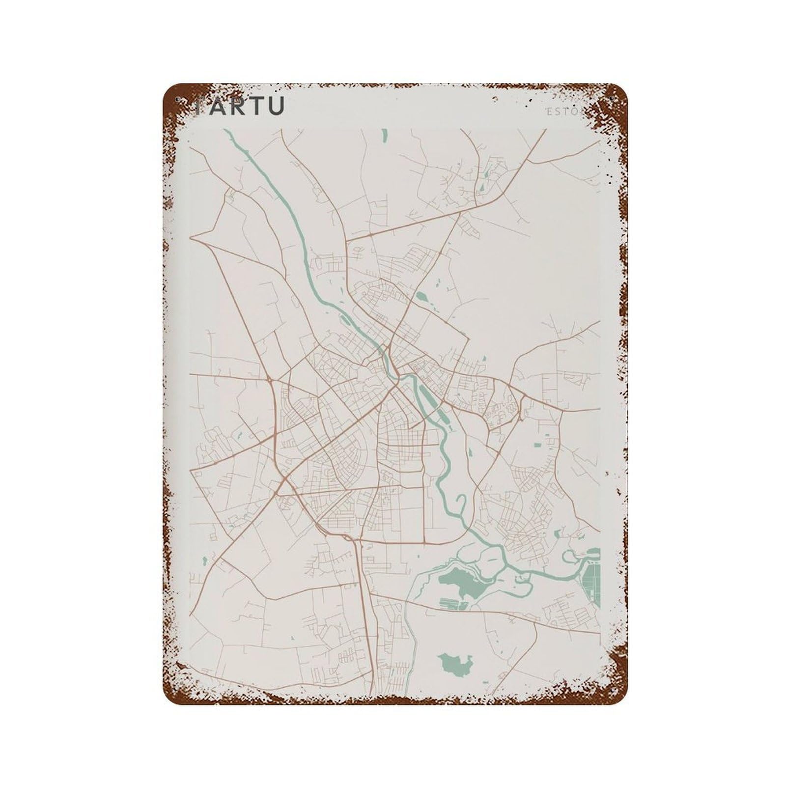 xiaoxiaoshen Tu Map Estonia Travel Gift Farmhouse Decor Wall Decor Art Metal Tin Poster Modern Home Decor Art Home Bar Shop Decorations Vintage Sign 40x30cm