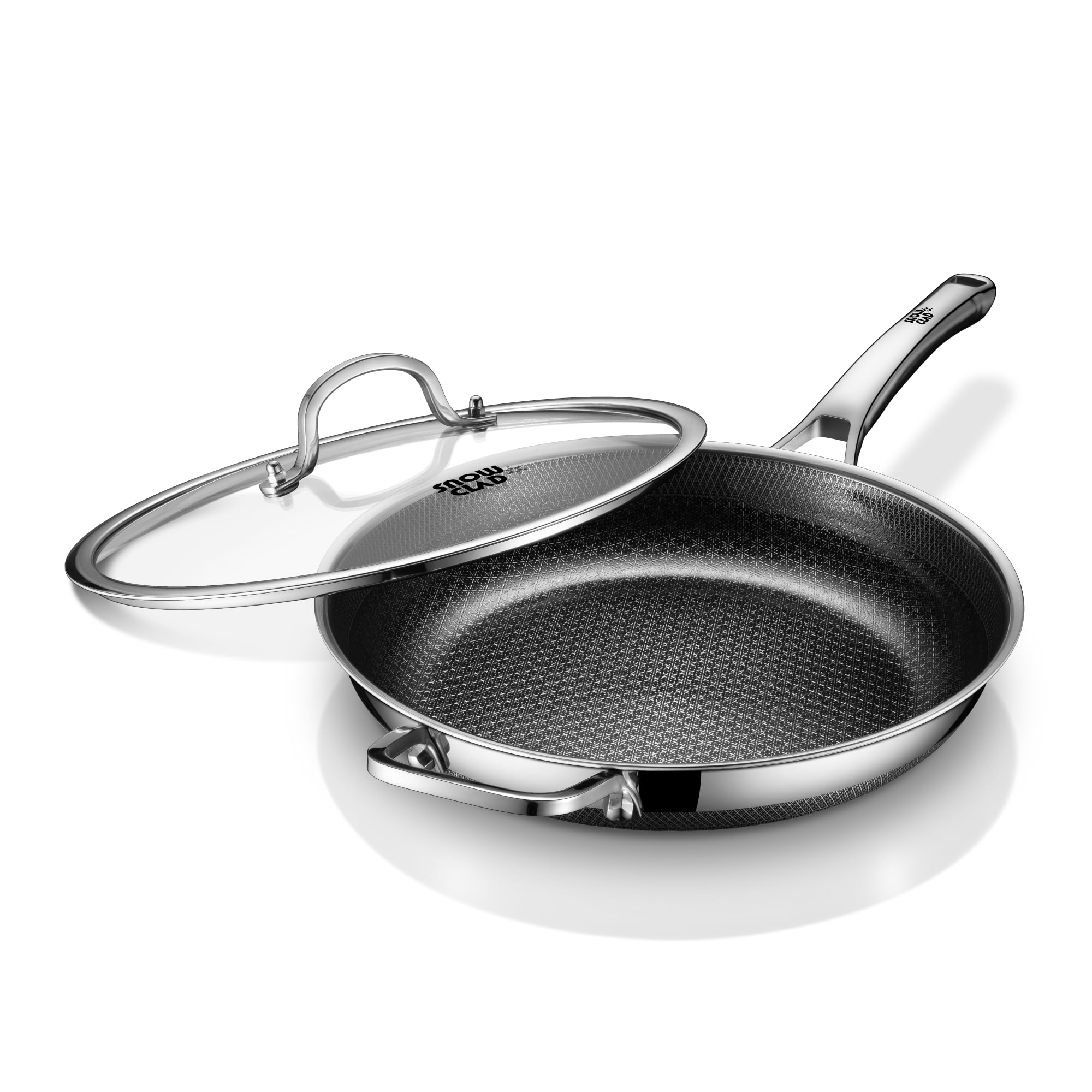 SNOWCLAD Non Stick Frying Pans,12-Inch Stainless Steel Skillet with Handle | Hybrid Nonst…