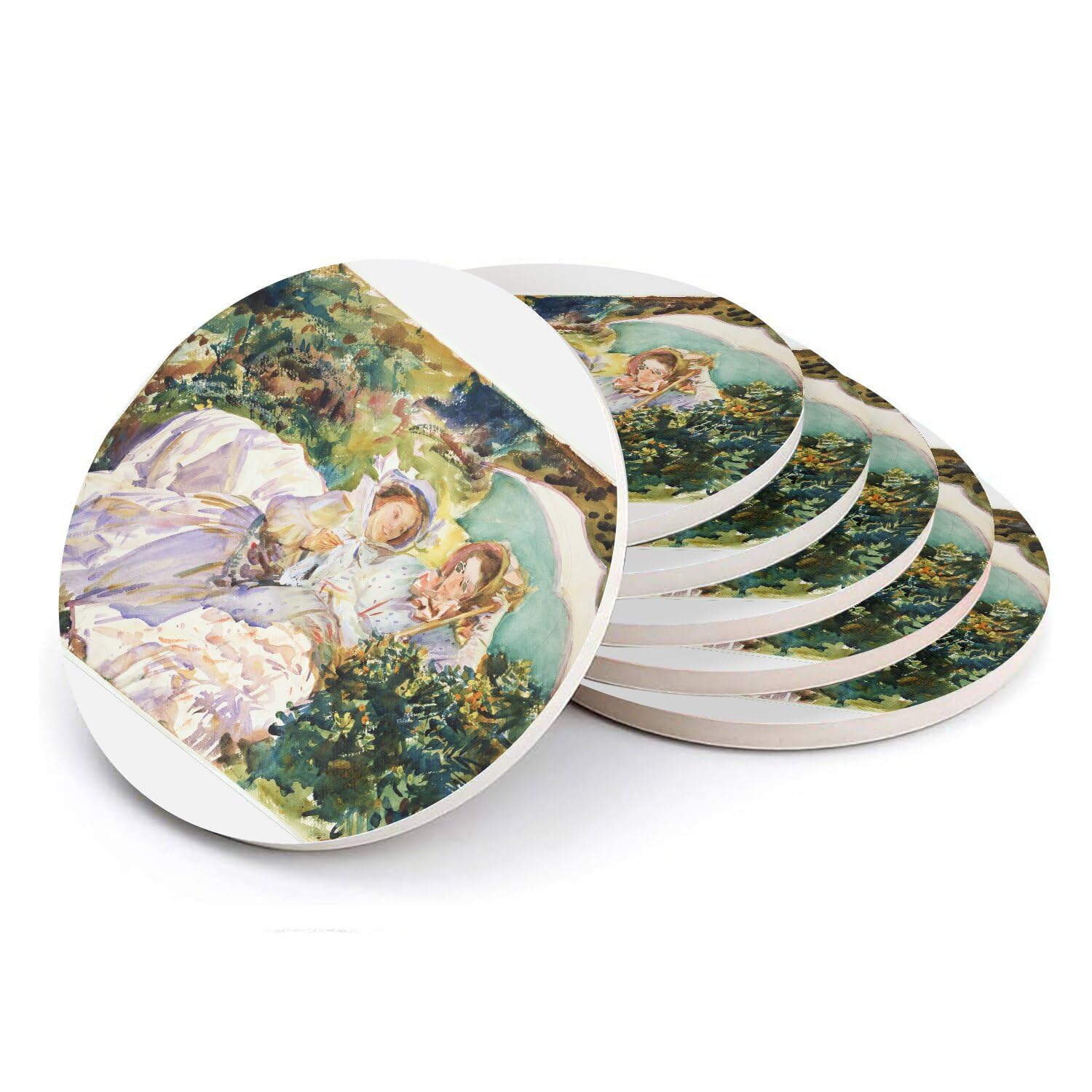 Sous-verre ronds en céramique de luxe peinture impressionniste