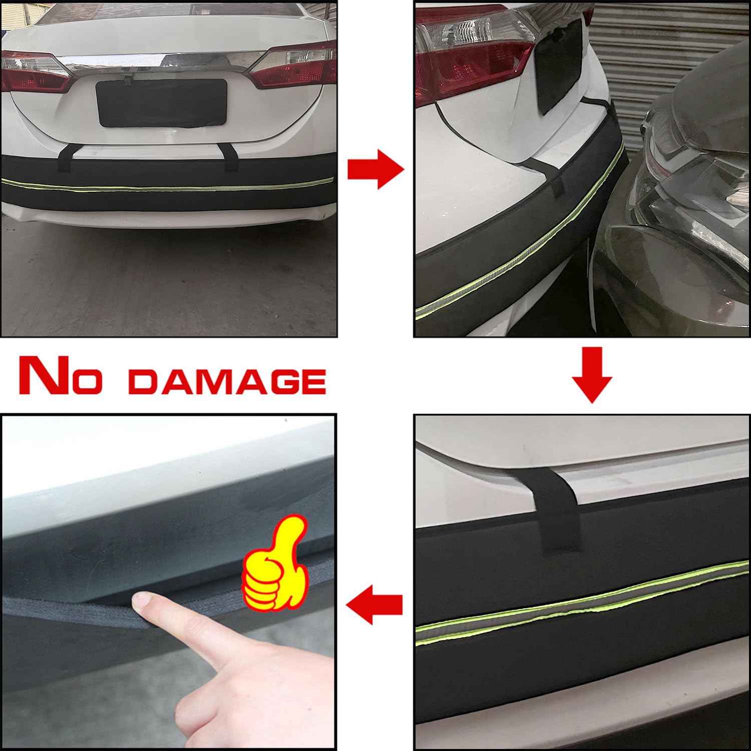 Rear Bumper Guards for Cars, Car Bumper Protector with Long Safety Reflector for Nighttime Visibility, Rear Bumper Protector 72" x 8.07" x 0.4"(DO NOT Drive with IT ON)