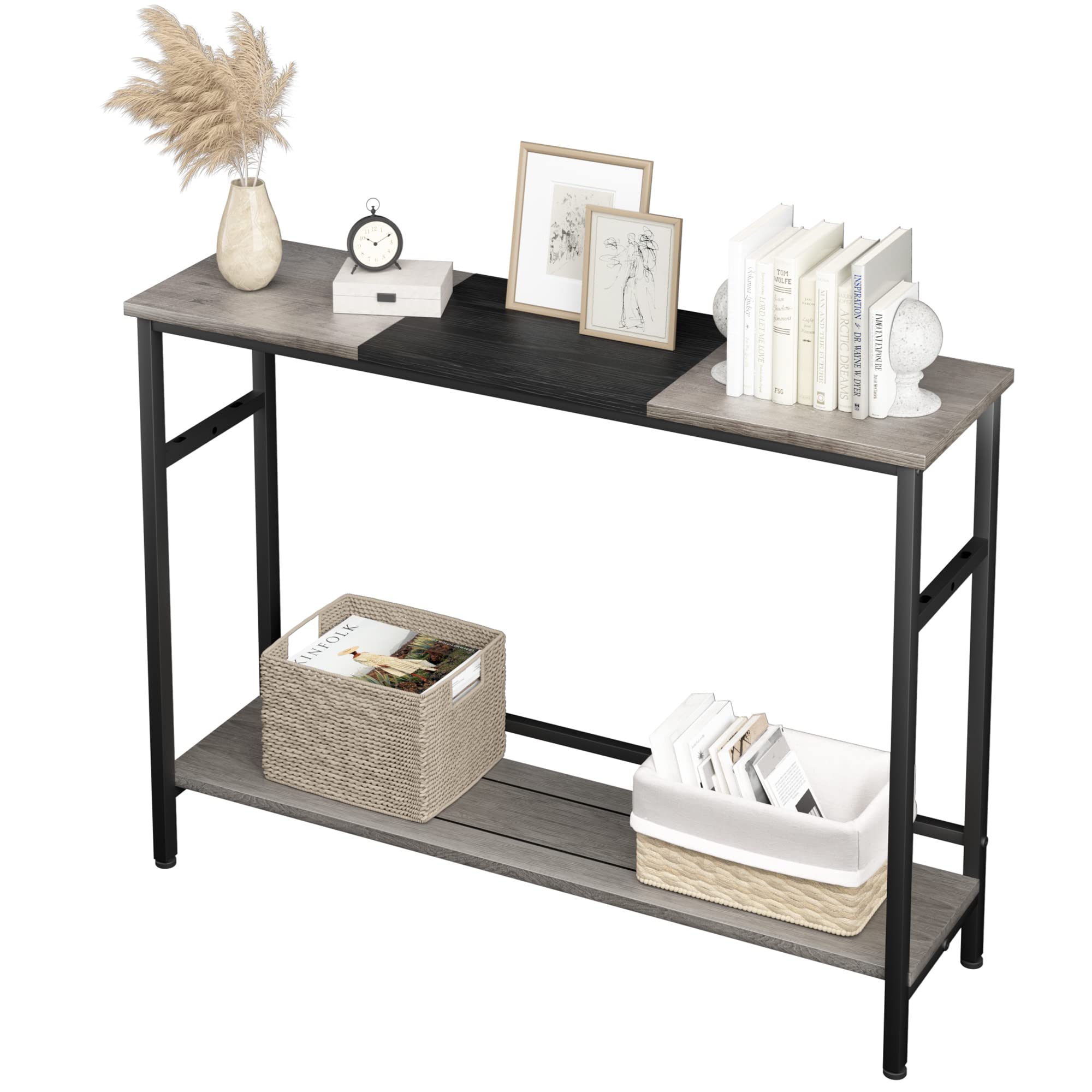 Amazon.com: IDEALHOUSE Console Table, Color Block Entryway Table with  Storage, 39.3”Narrow Sofa Table with Adjustable Shelf, Behind Couch for  Living Room, Bedroom, Hallway, Corridor-Grey & Black : Home & Kitchen