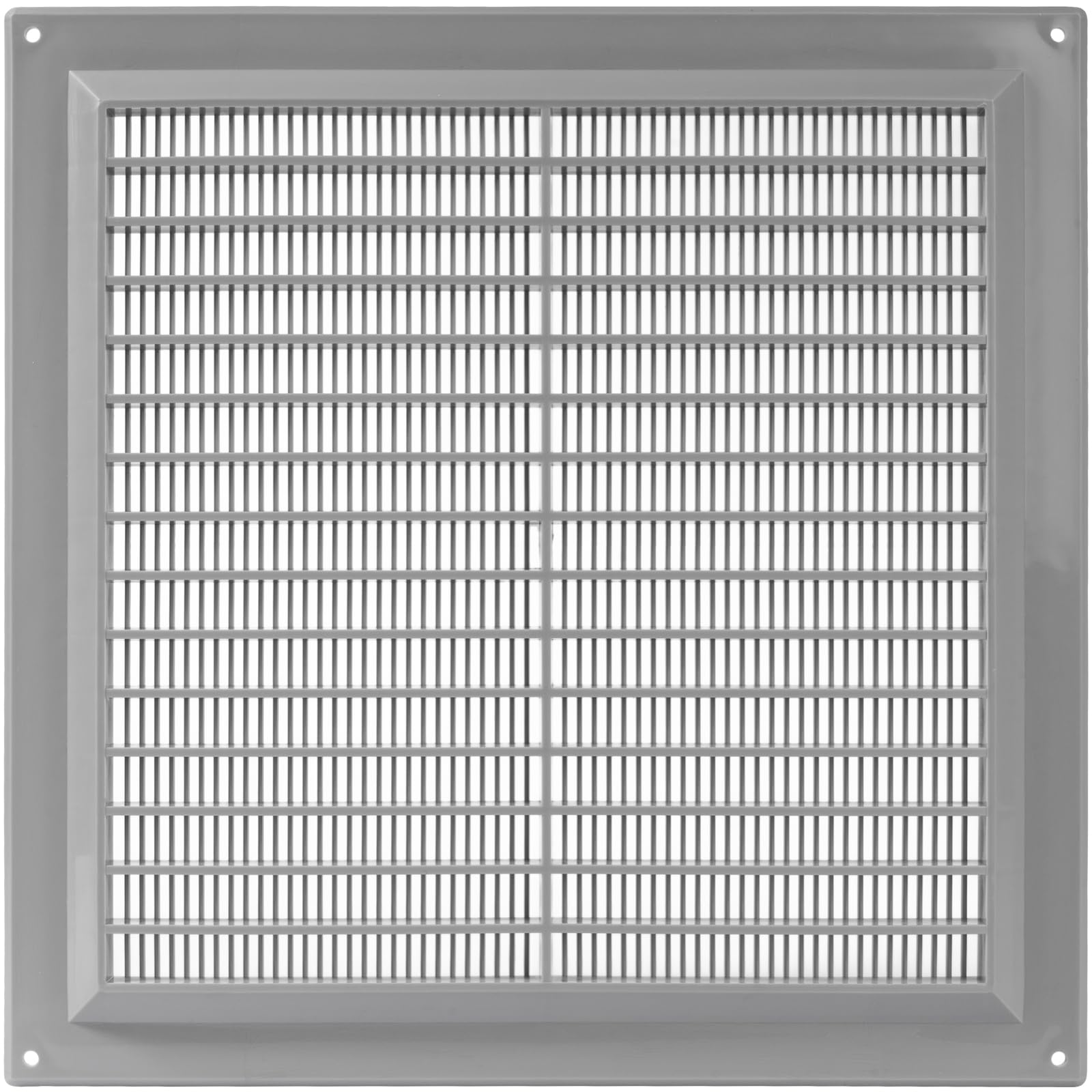 Vent Systems 250 x 250 mm / 10" x 10" Inch Gray Square Plastic Air Vent Cover, Louvered Wall Grille with Mesh Screen Guard