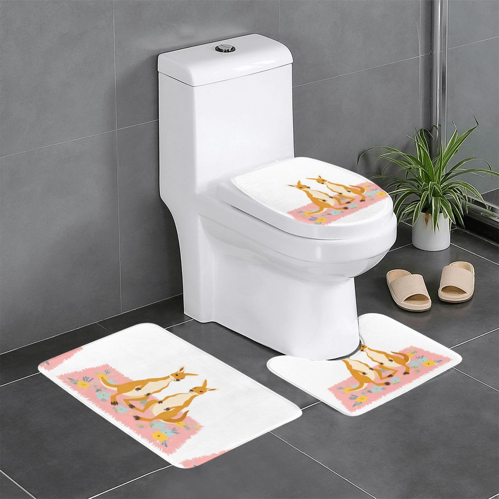 Tapis de salle de bain antidérapants pour coiffeuse et baignoire motif nature