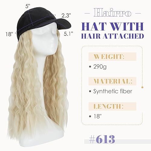 Miniatura 78 de Hairro Cap with Hair Attached For Women Wig Hat with Hair Short Bob style Synthetic Wavy Curly Adjustable Ball Cap Wiggy Hair Extensions 8" 180g #1
