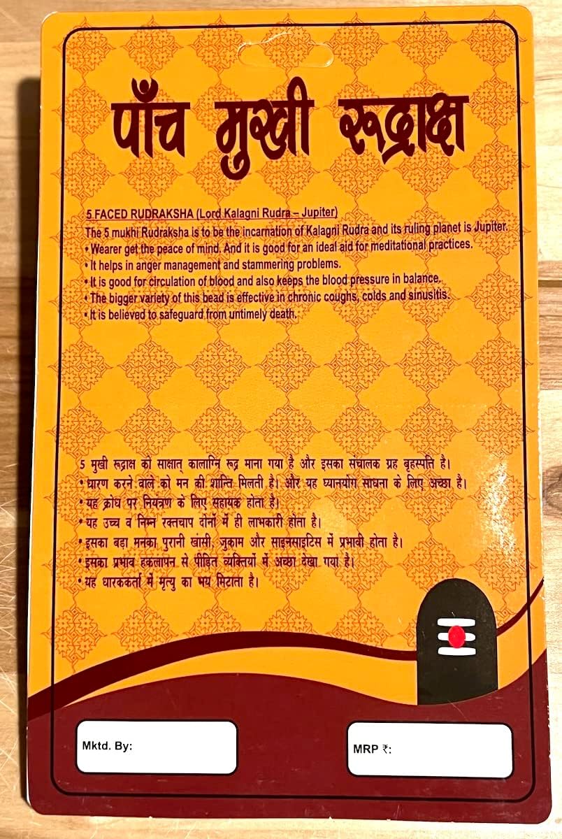 Certified 5 Mukhi Rudraksha Pendant Necklace - Taurus & Libra Birthstone - Throat Chakra Alignment