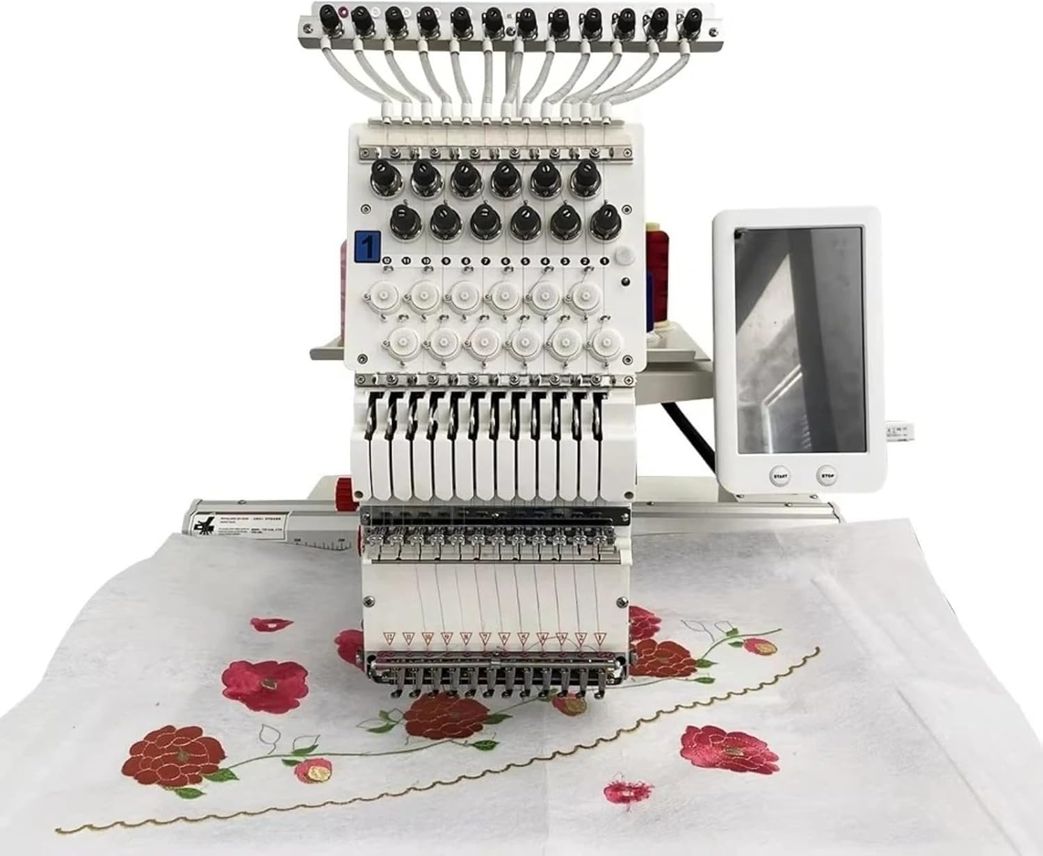 Heavy-Duty Industrial Embroidery Machine Multi Needle Computerized Embroidery Machine for Hat Flat Logo Stitching, Smart Touchscreen Auto Color Change for Bulk Orders and Apparel Shops