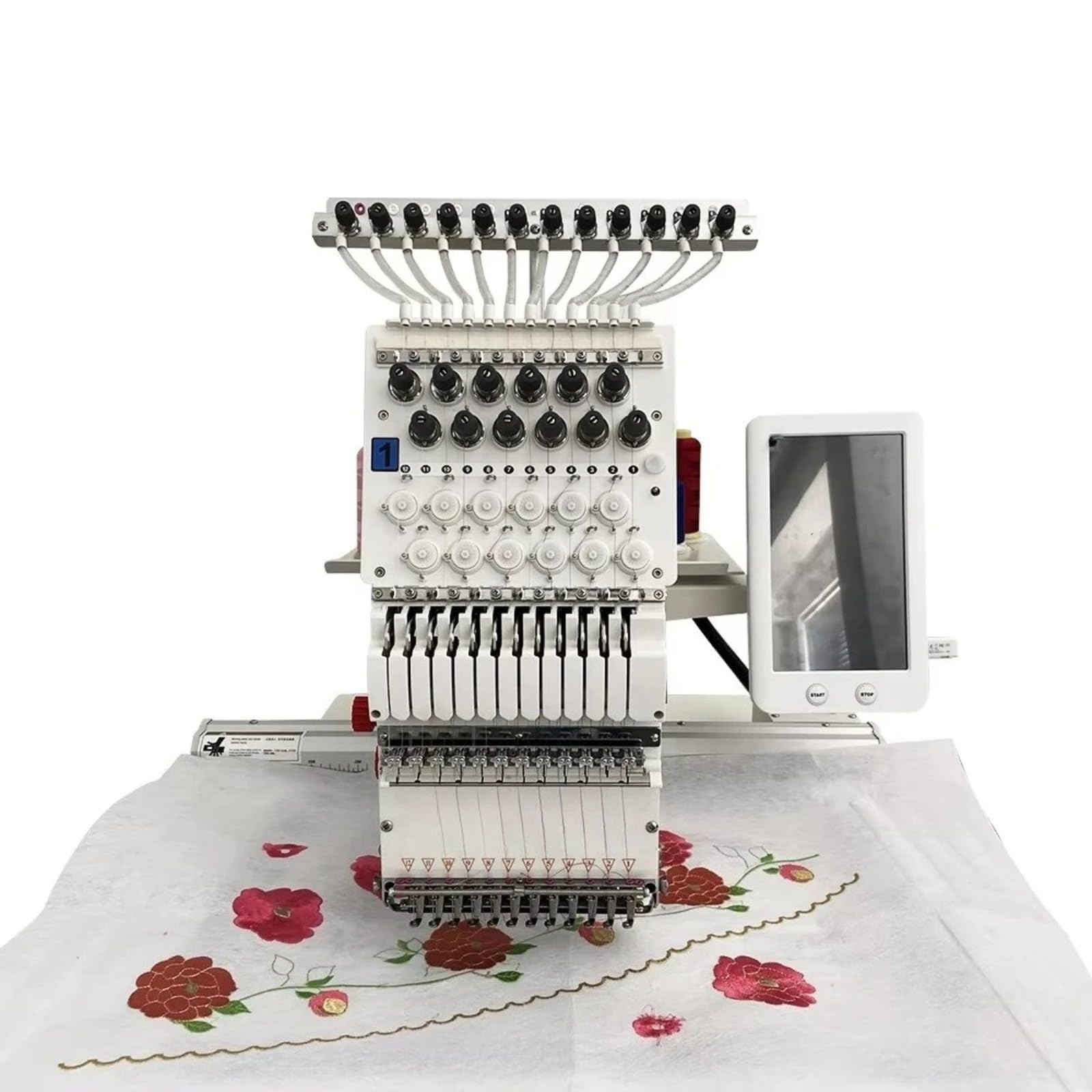 Macchina da ricamo industriale per impieghi gravosi Multi ago Macchina da ricamo computerizzata per cuciture piatte con logo, cambio automatico di colore touch screen intelligente per ordini