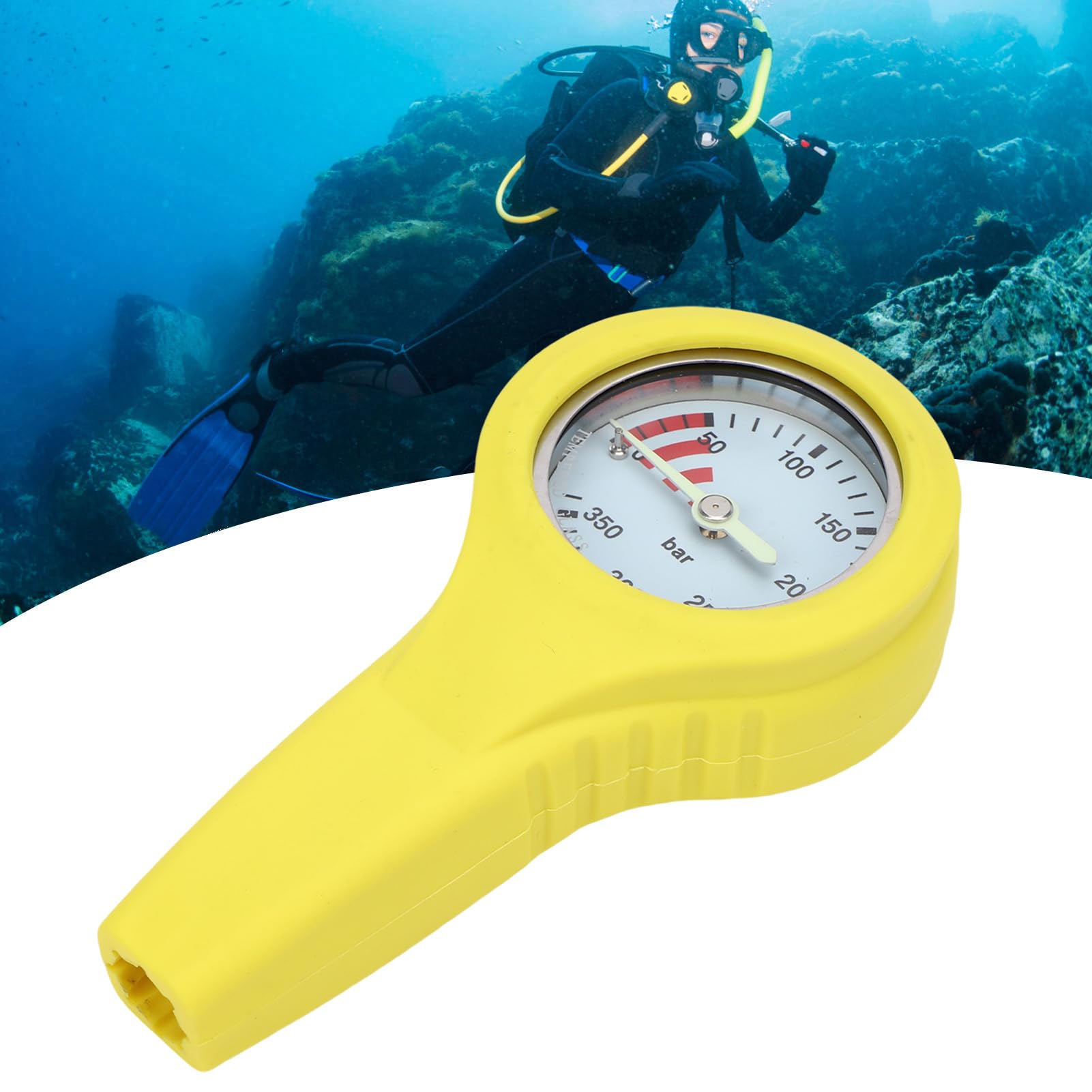 Mingzhe Misuratore di Pressione Subacquea con Luminescenza Notturna Design Accurato in Acciaio e Rame per Ambienti Bui 1 unità (Giallo)
