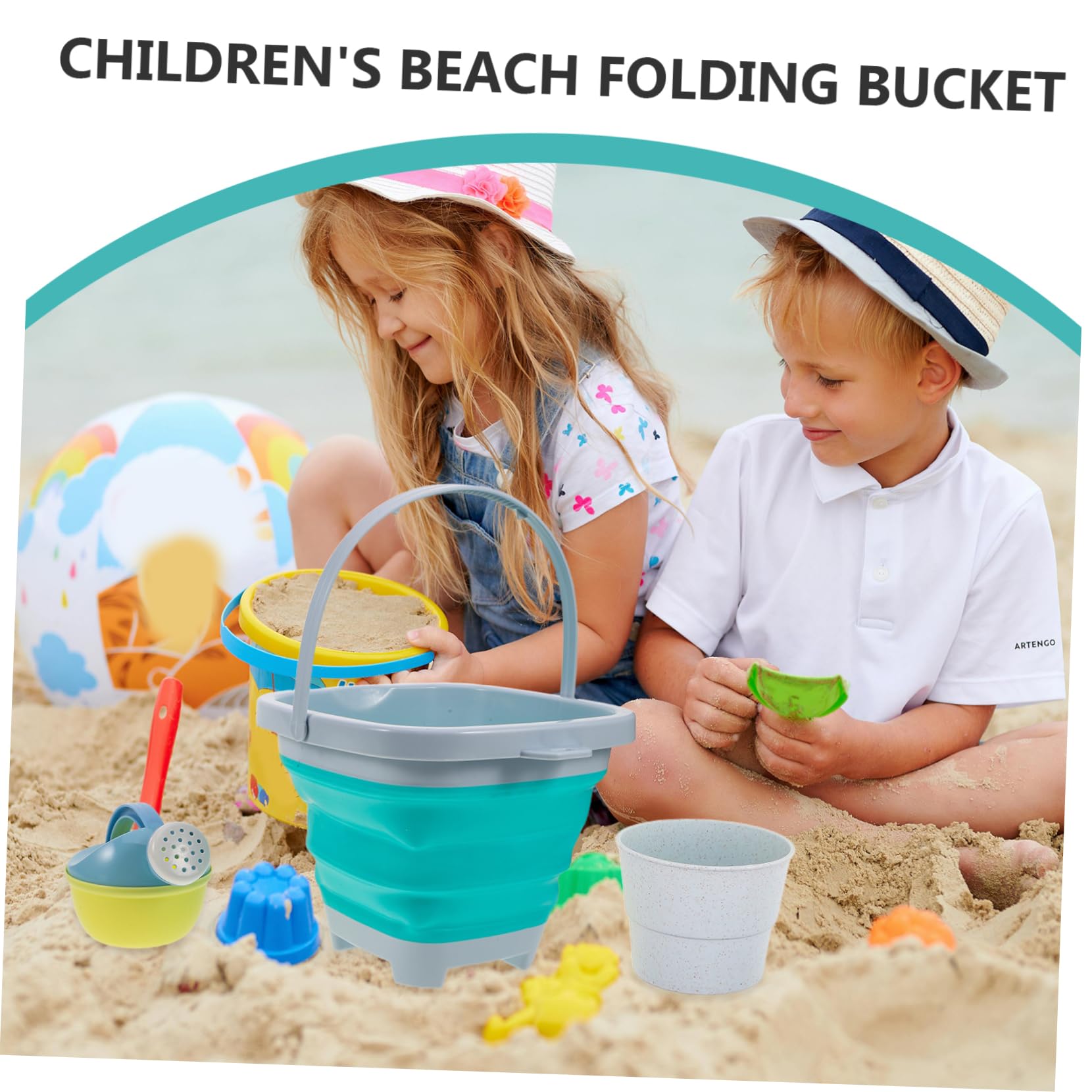 GALPADA Juguetes de Playa para Cubo Plegable con Palas y Rastrillo Juego para Areneros Jardines y Actividades de Verano