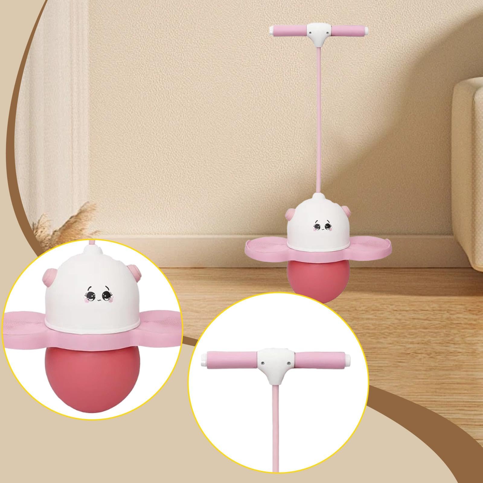 Kids Pogo Ball Sprungspielzeug mit Griff Kinder Hüpfball mit Licht Anti Rutsch Balance Cartoon Trainingsspiel für Jungen Wo