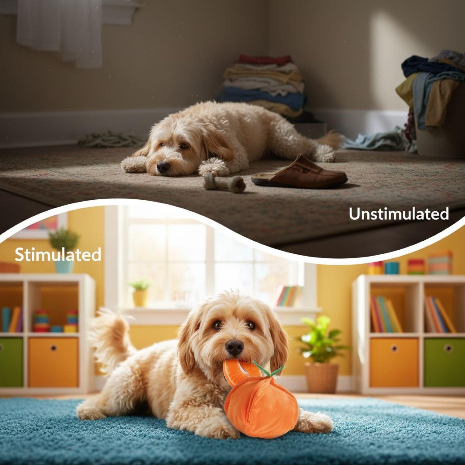 Orange Hundespielzeug, Versteckspiel Plüschhundespielzeug, quietschendes Plüschtier für kleine Hunde gegen Langeweile, Puzzle-Spielzeug zum IQ-Training, weiches Polyester-Kauspielzeug für Welpen