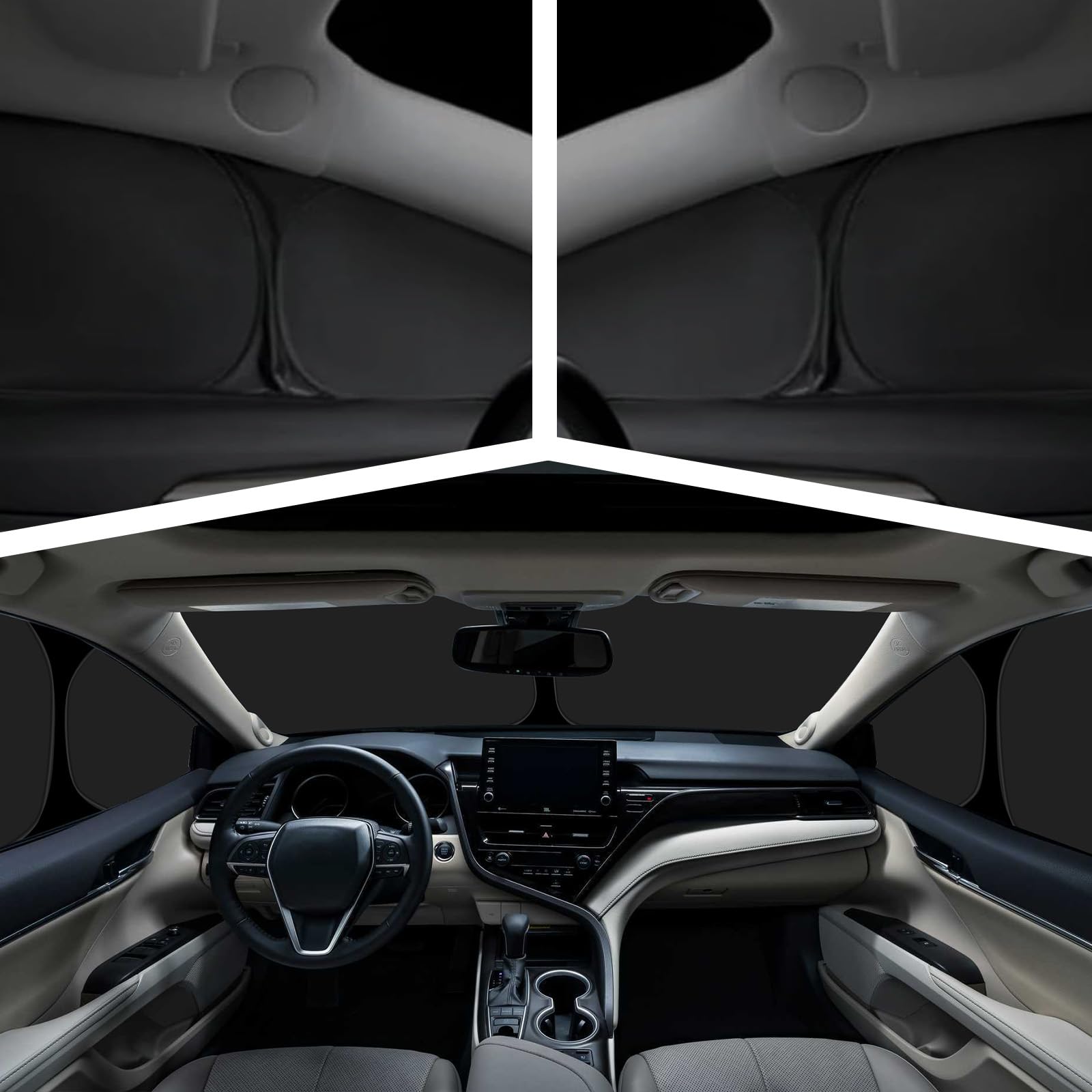 Parasole per Parabrezza Sostituzione per 2014-2025 Mini Cooper F56, 3 Pezzi Pieghevole Parasole per Interni Auto, Copertura Parabrezza per Bloccare 99% dei Raggi UV e Mantenere Veicolo Più Fresco | Set di tendine parasole per parabrezza, termiche, con cus