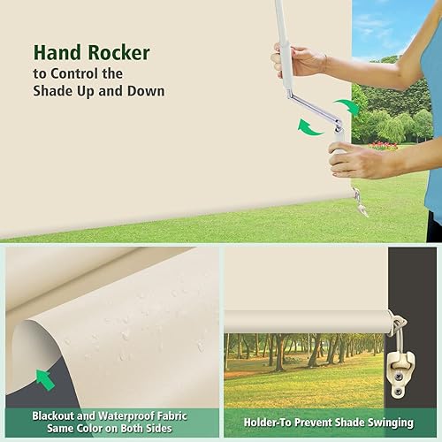 Miniatura 4 de PASSENGER PIGEON Persianas enrollables sin cordón para exteriores, persiana exterior de ventana, persianas enrollables de tela solar con corte UV