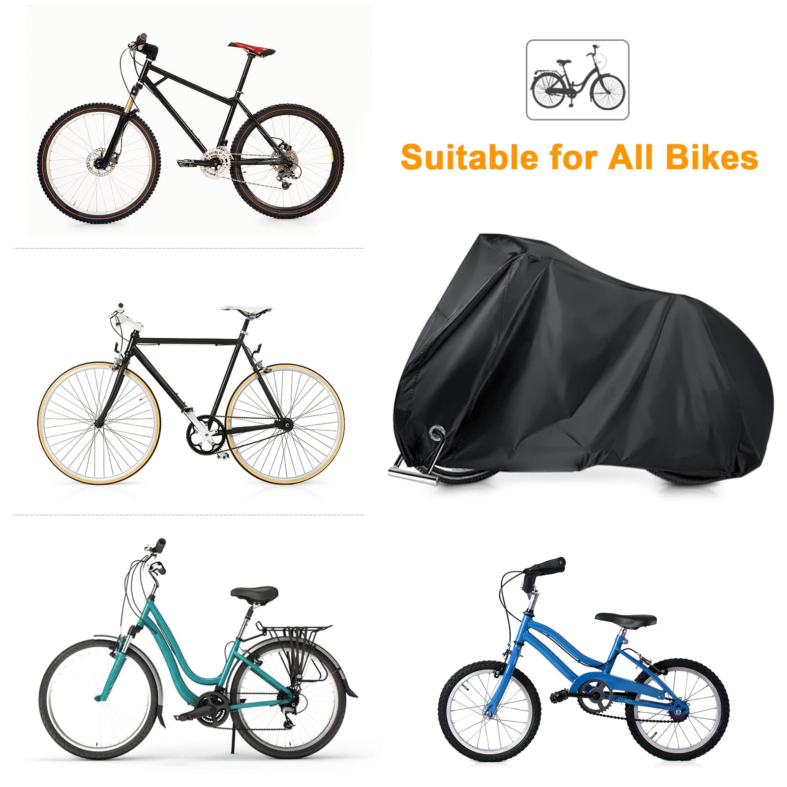 Romon Telo Copri Bicicletta da Esterno, Telo Copribicicletta Esterno Impermeabile 210D Copertura Biciclette, Copribici Pioggia Custodia Bici Telo Bicicletta da Esterno de Corsa/MTB, 200x70x110cm