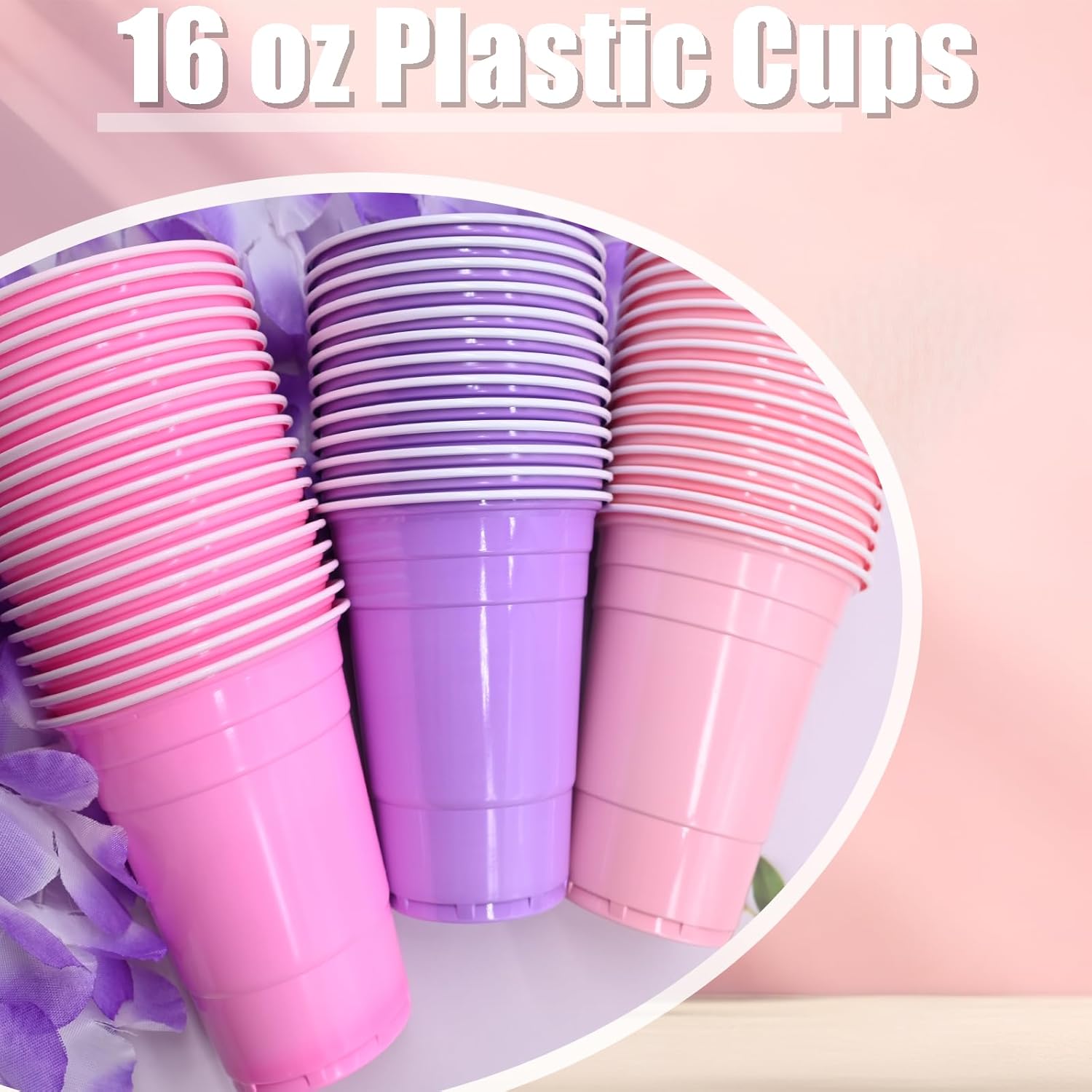30 Pcs 16 oz Disposable Plastic Cups Bulk for Graduation Party Wedding Theme Party Birthday (Light Pink) - Image 7