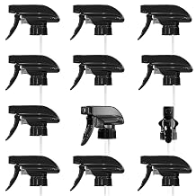 12 Pack Black Spray Bottle Nozzle Replacement Trigger Sprayer Heads - Spray Bottle Tops Replacement for Cleaners, Adjustable Spray Nozzle for Bottles Fits Most Standard Bottle Tops