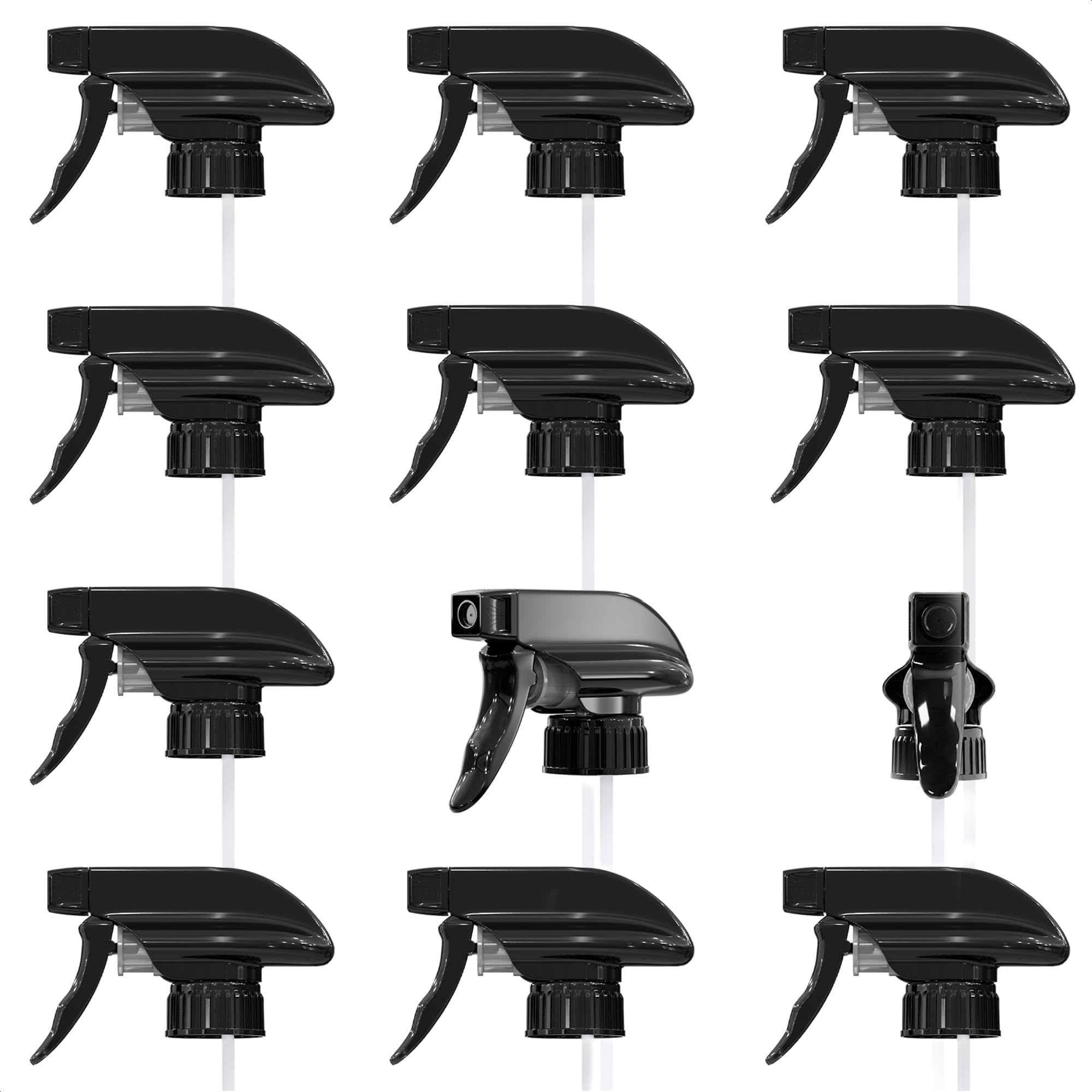 12 Pack Spray Nozzle for Bottles, Trim-To-Fit Tube; Plastic (Black)