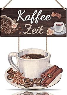 KAIRNE Placa de Pared de Café, Cuadros de Madera Con Frase Para Cocina, Granos y Taza Marrón, Decoración Retro Para Bar, C...