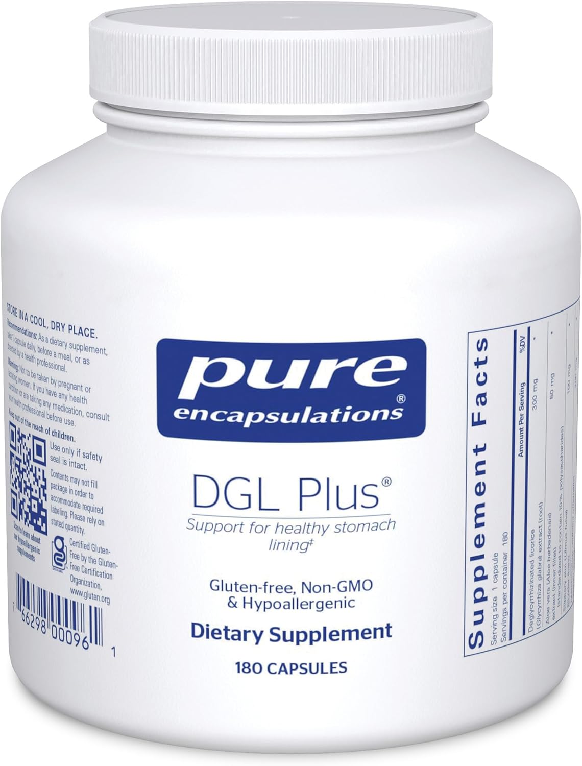 Pure Encapsulations DGL Plus - Gut Health Supplements for Men & Women - with Marshmallow Root, Aloe Vera Extract & Slippery Elm Bark - Non-GMO & Vegan - 60 Capsules