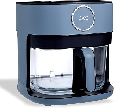 COOK WITH COLOR 1400W 5.5Qt Digital Kitchen Air Fryer with Glass Basket, 8 Presets Healthy Cooking Options, Bake, Fry, Reheat, 60-Min Timer, Adjustable Temperature Control 175F400F, Slate Blue