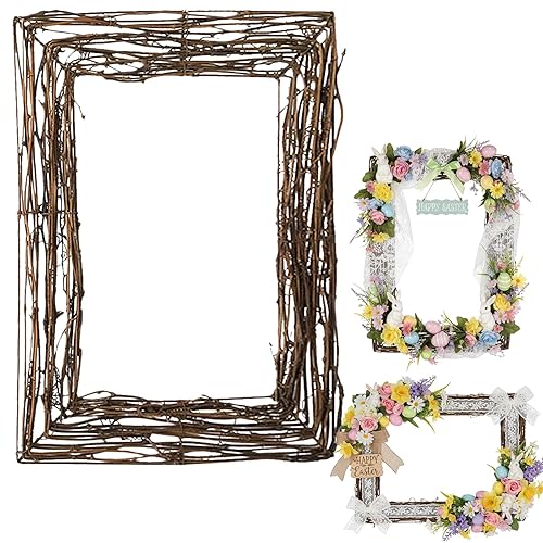 Housoutil Square Grapevine Wreath, Easter Grapevine Wreath Forms for DIY