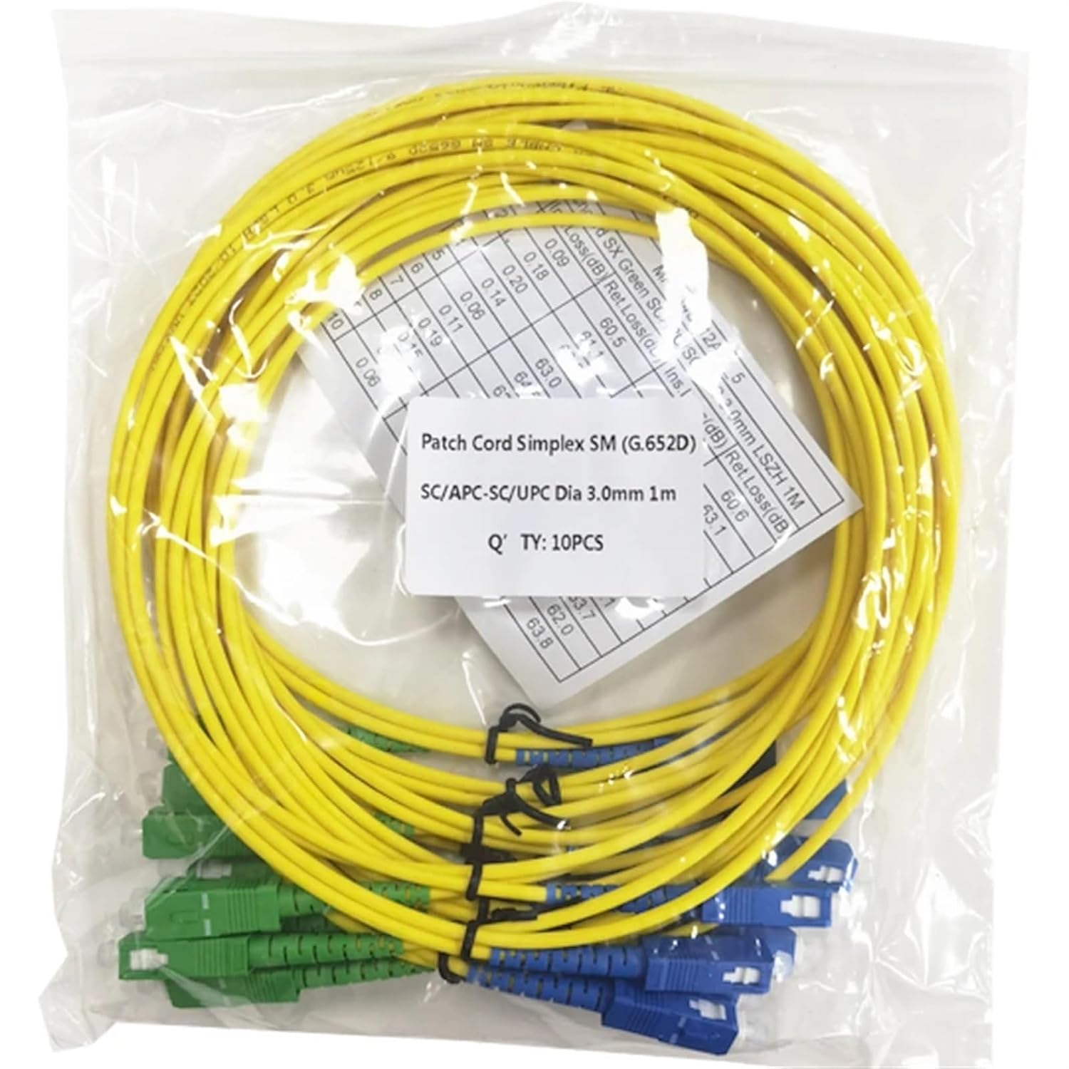 20PCS G657D 3.0mm Optical Fiber Cable SC to SC UPC Fiber Optic Patch Cord Simplex SingleMode Fiber Optic Patch Cable Yellow(2m)