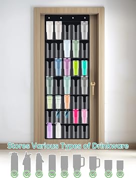 NiHome 35-Pocket Door Hanging Cup Organizer Fit for Stanley Tumbler 30 40oz