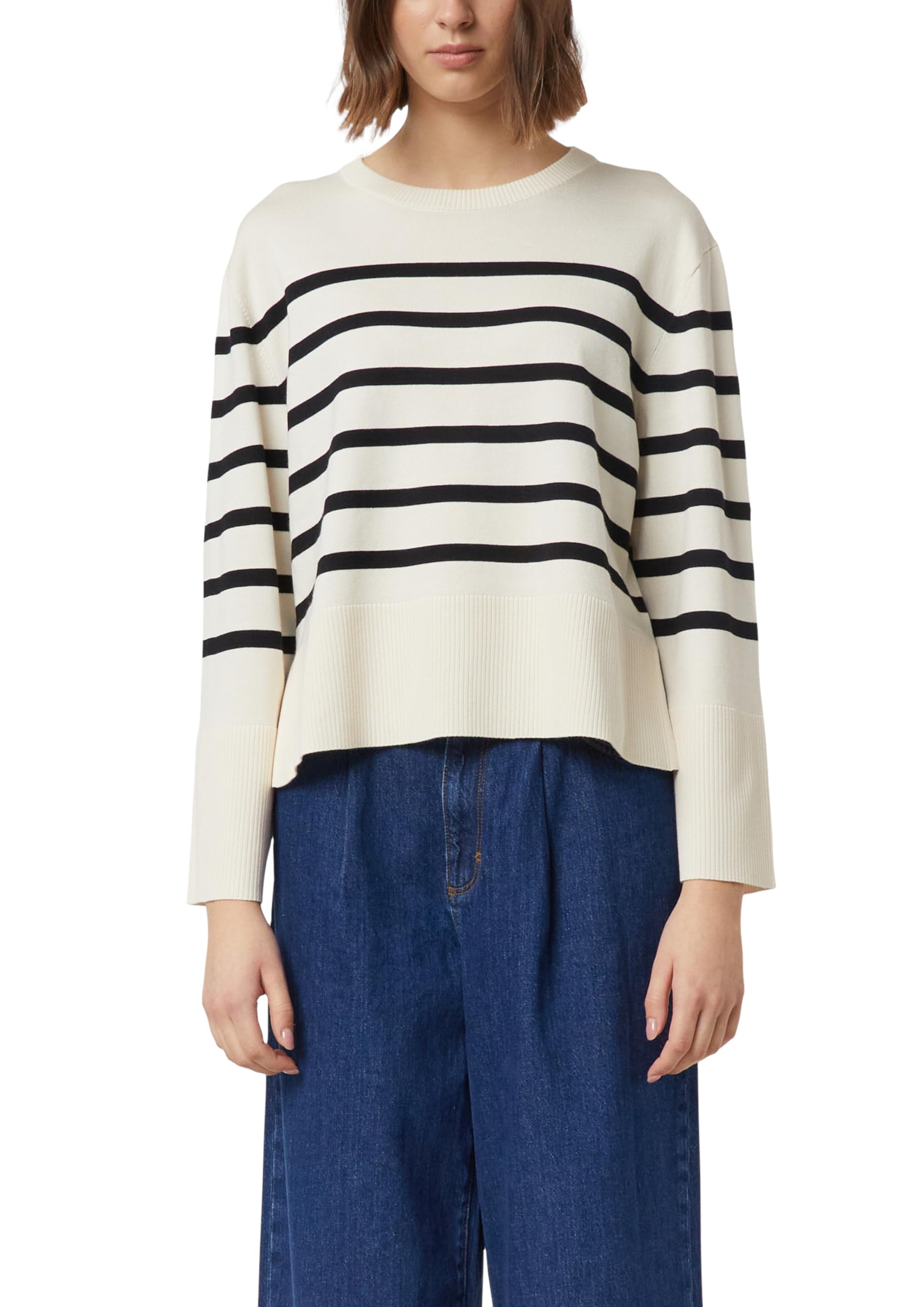 Comma Streifenpullover mit weiten Ärmeln