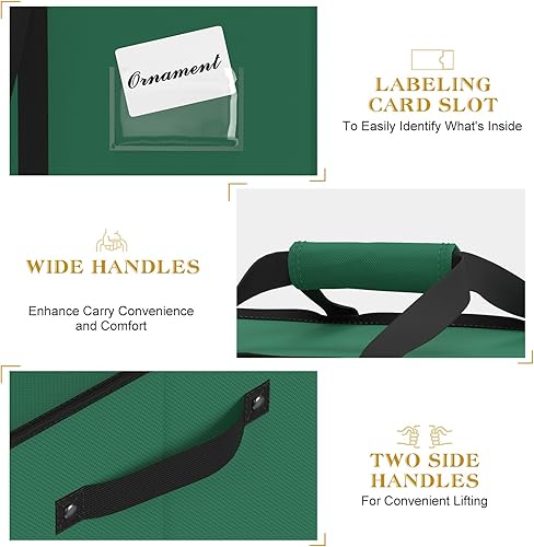 Vista 5 de Caja de almacenamiento de adornos navideños con 8 bandejas, almacena hasta 128 adornos navideños, contenedor de almacenamiento de Navidad con Verde