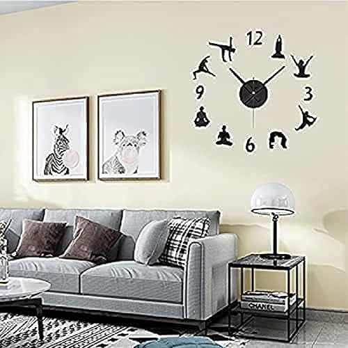 Miniatura 2 de Bedroom Accessories Yoga Meditation Action Wall Stickers Acrylic Clock 3D Mirror Clock Reloj Pared Mural Wallpaper Decals Living Room Decoration
