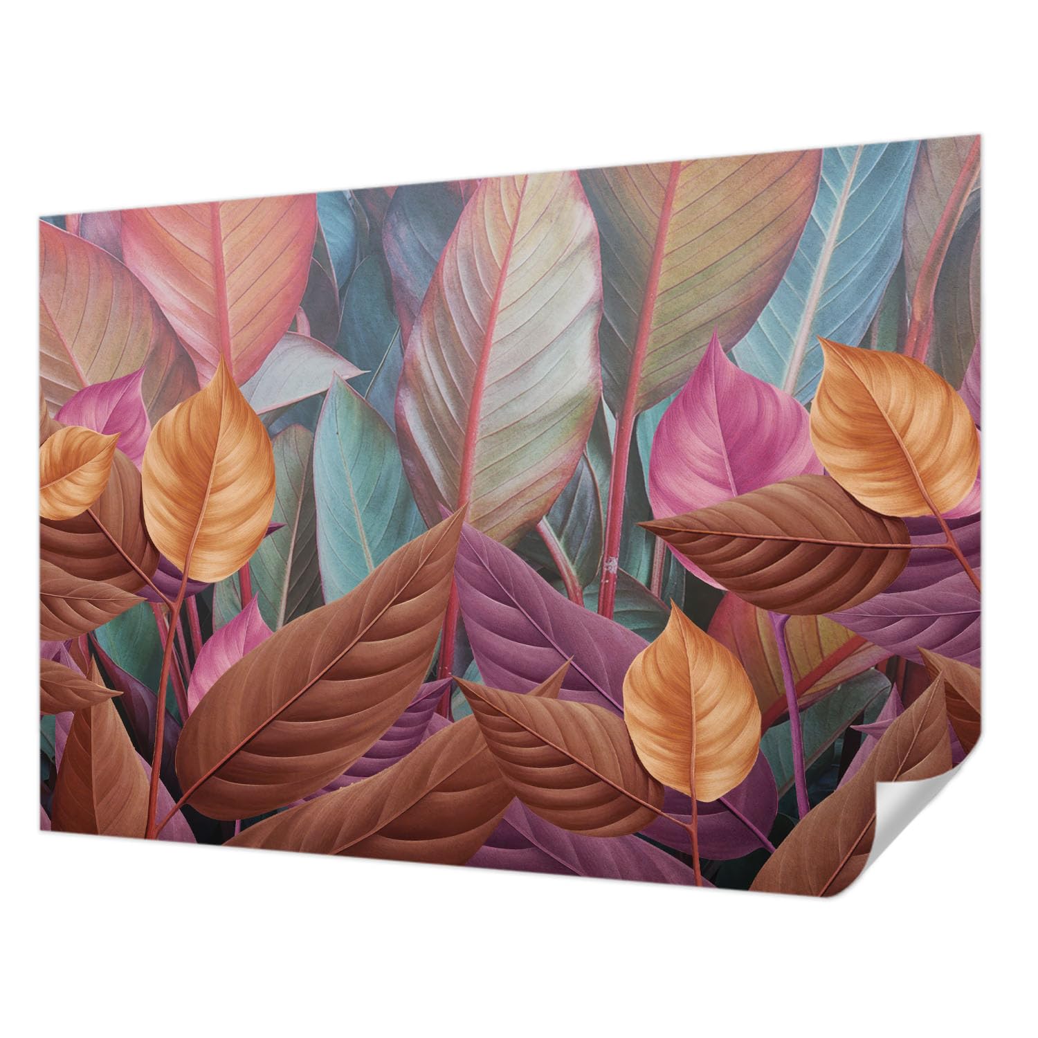 Papier peint panoramique 208x146 cm à motif feuilles colorées Tulup