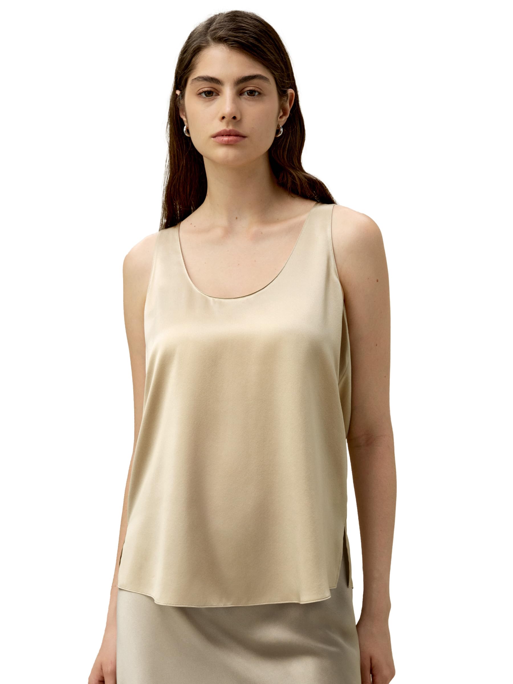 LilySilk 100 Silk U-Neck Tank Top for Women Summer Silk Camisole Tops Ladies Relaxed Fit