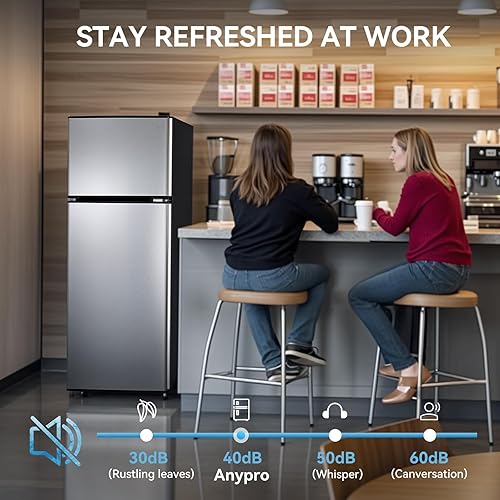 Miniatura 7 de Refrigerador de 4.0 pies cúbicos con congelador, refrigerador de doble puerta con termostato de 6 niveles, luz LED, estantes de vidrio ajustables