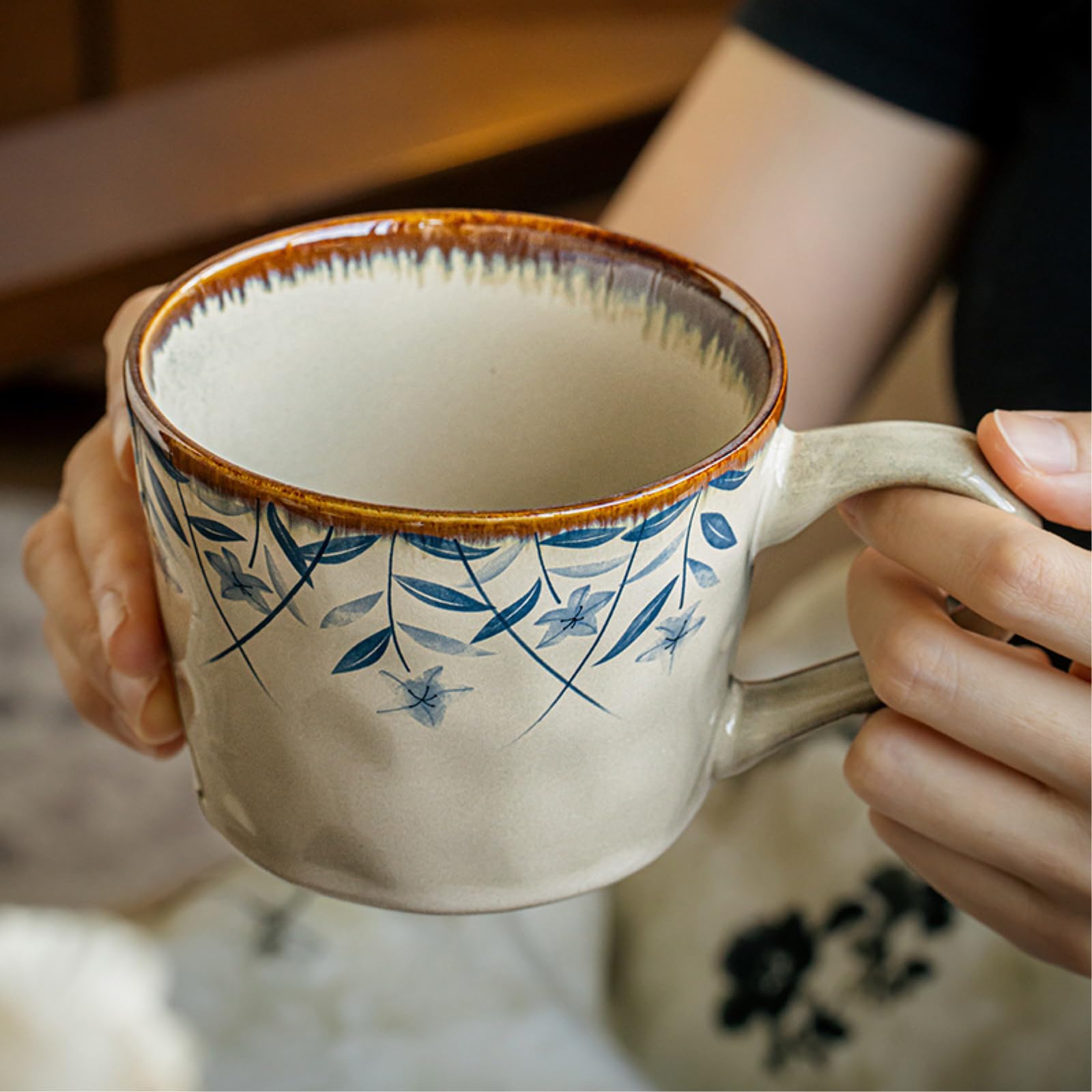 Taza de cerámica creativa de 385 ml, taza de café con leche, globo de flor